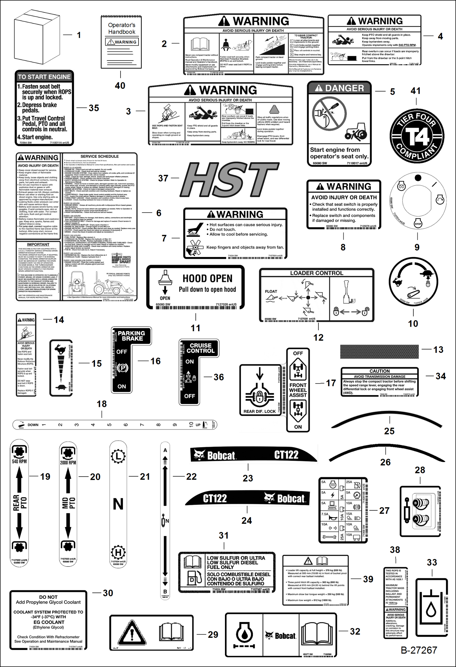 Схема запчастей Bobcat CT122 - DECALS ACCESSORIES & OPTIONS