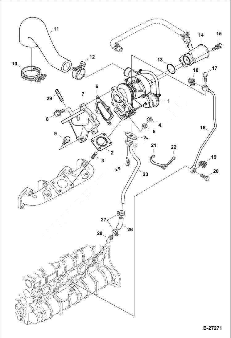Схема запчастей Bobcat T-Series - TURBOCHARGER POWER UNIT