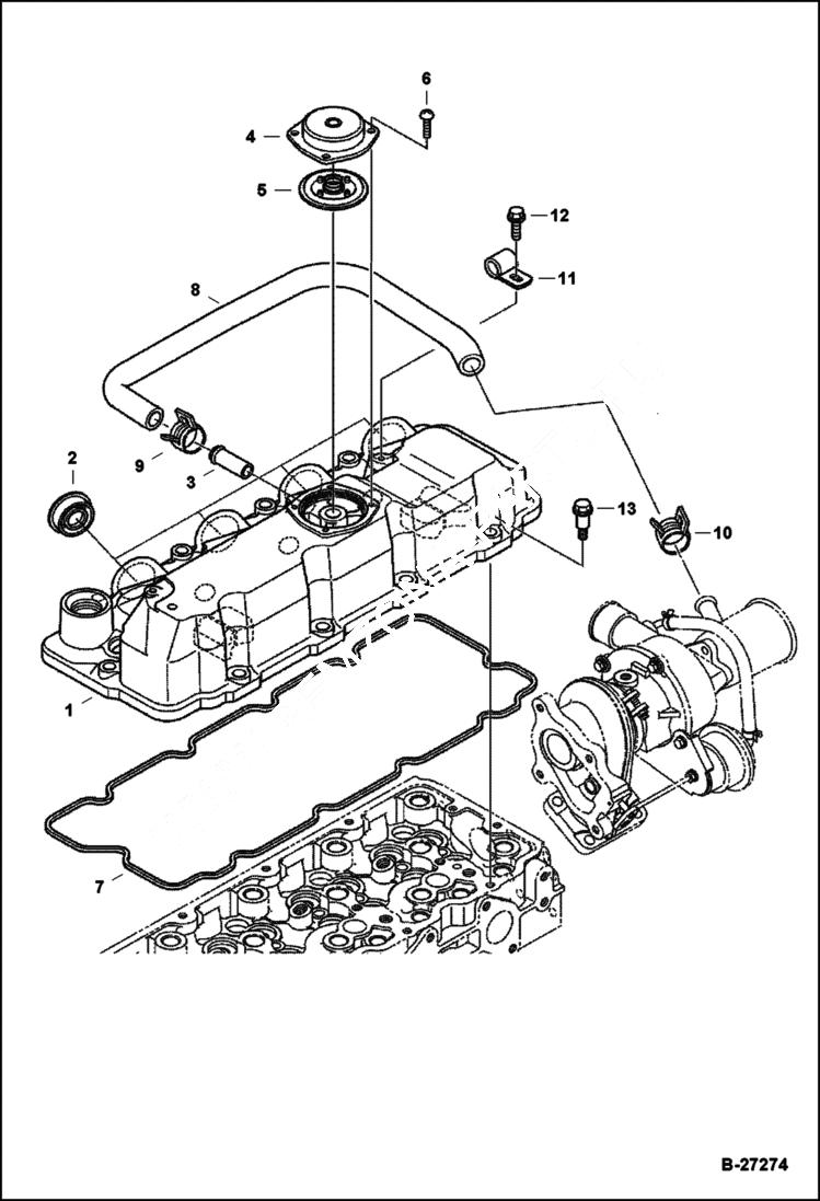 Схема запчастей Bobcat T-Series - ROCKER ARM COVER POWER UNIT