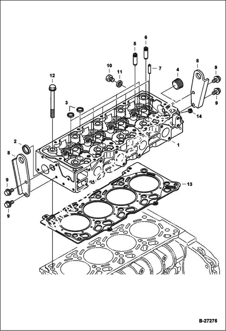 Схема запчастей Bobcat S-Series - CYLINDER HEAD POWER UNIT