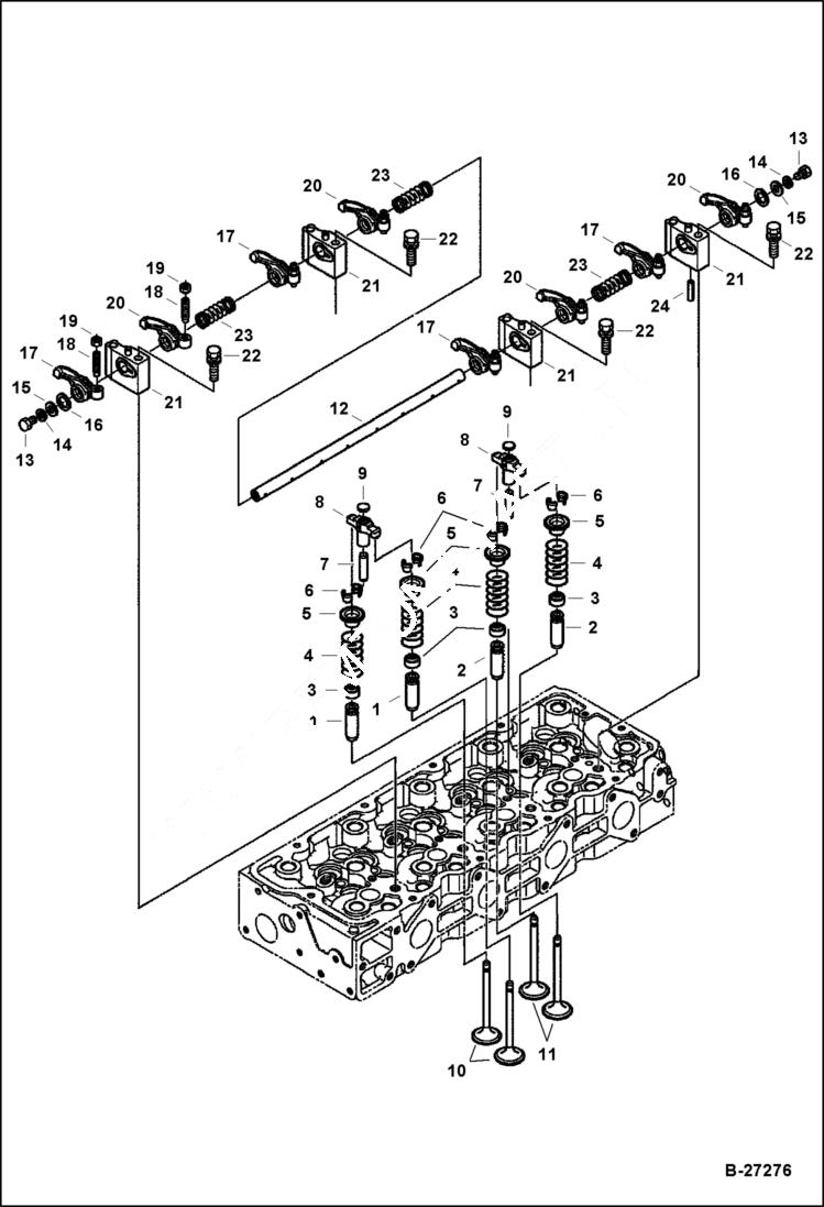 Схема запчастей Bobcat T-Series - VALVE & ROCKER ARM POWER UNIT