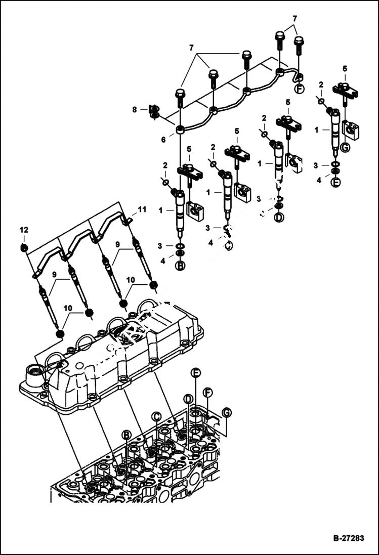 Схема запчастей Bobcat S-Series - INJECTION NOZZLES POWER UNIT