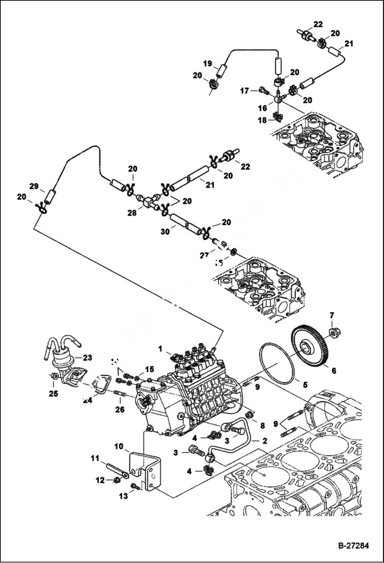 Схема запчастей Bobcat T-Series - FUEL & INJECTION PUMP POWER UNIT
