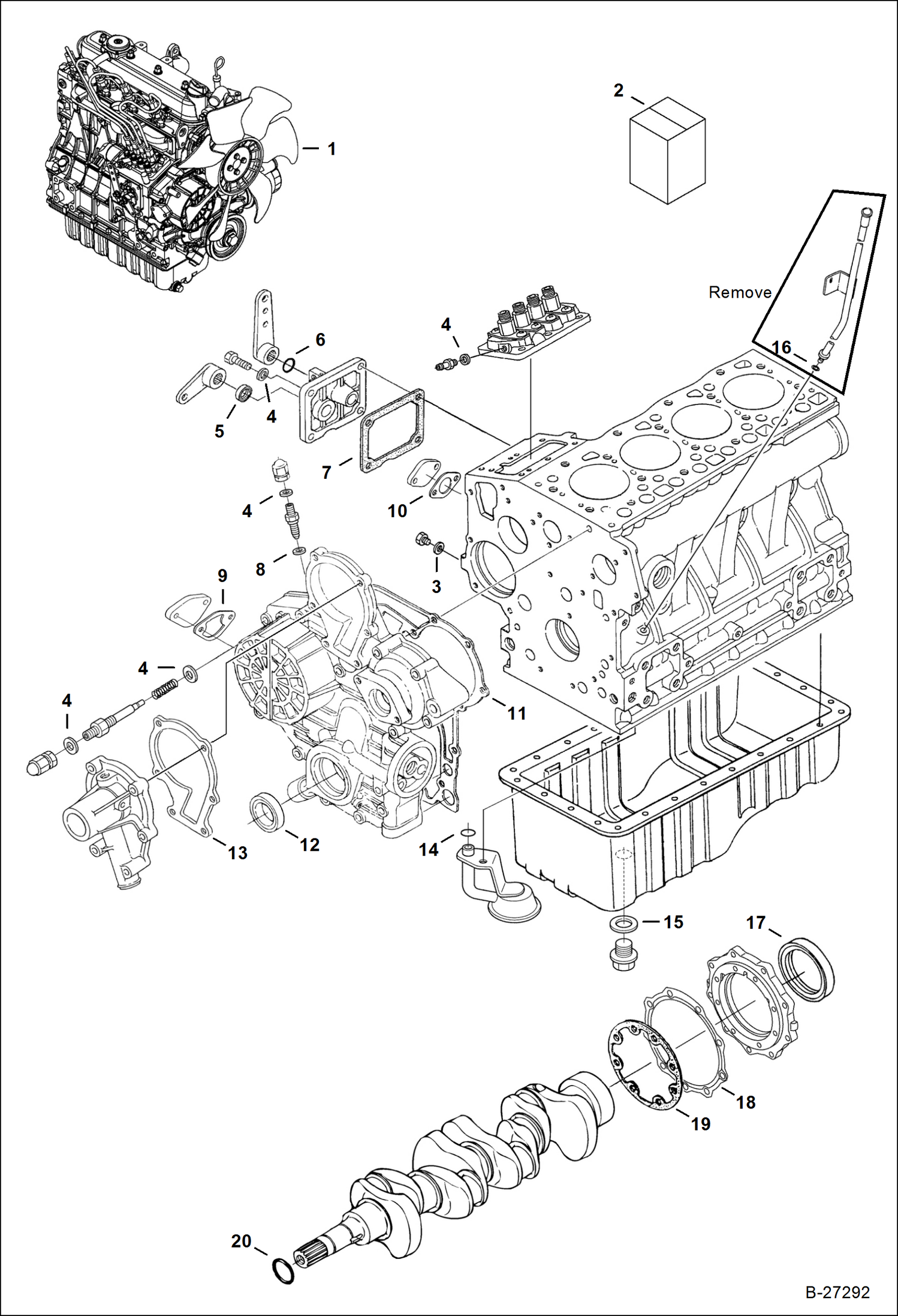 Схема запчастей Bobcat 425 - ENGINE & LOWER GASKET KIT POWER UNIT
