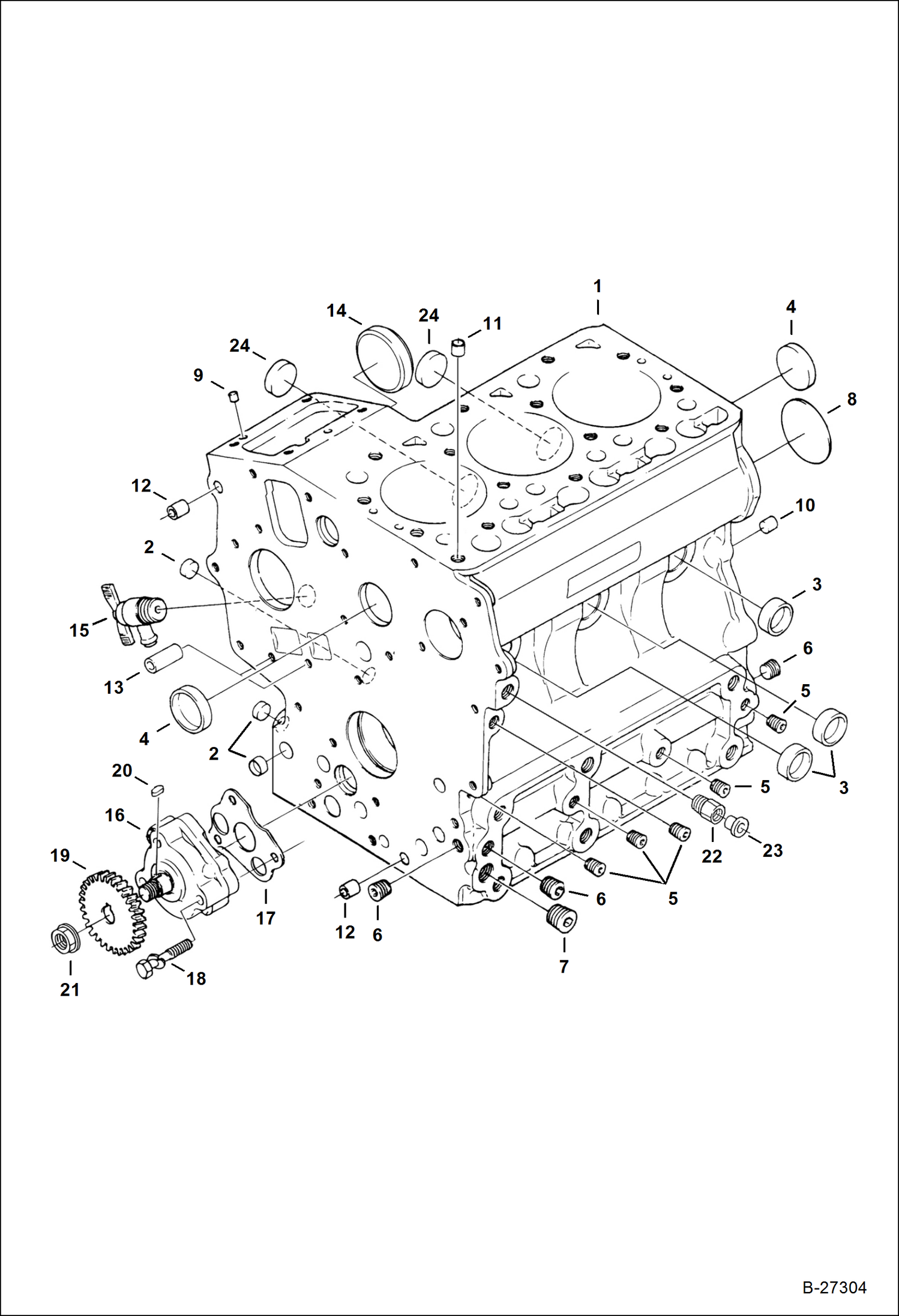 Схема запчастей Bobcat Mini Tracks Loaders - CRANKCASE (Kubota D902-E3B-BC-1)(Tier IV Replacement) REPLACEMENT ENGINE