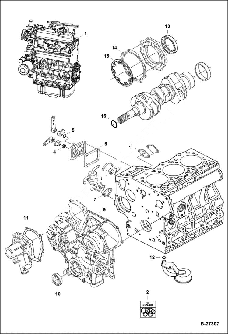 Схема запчастей Bobcat S-Series - ENGINE & LOWER GASKET KIT POWER UNIT