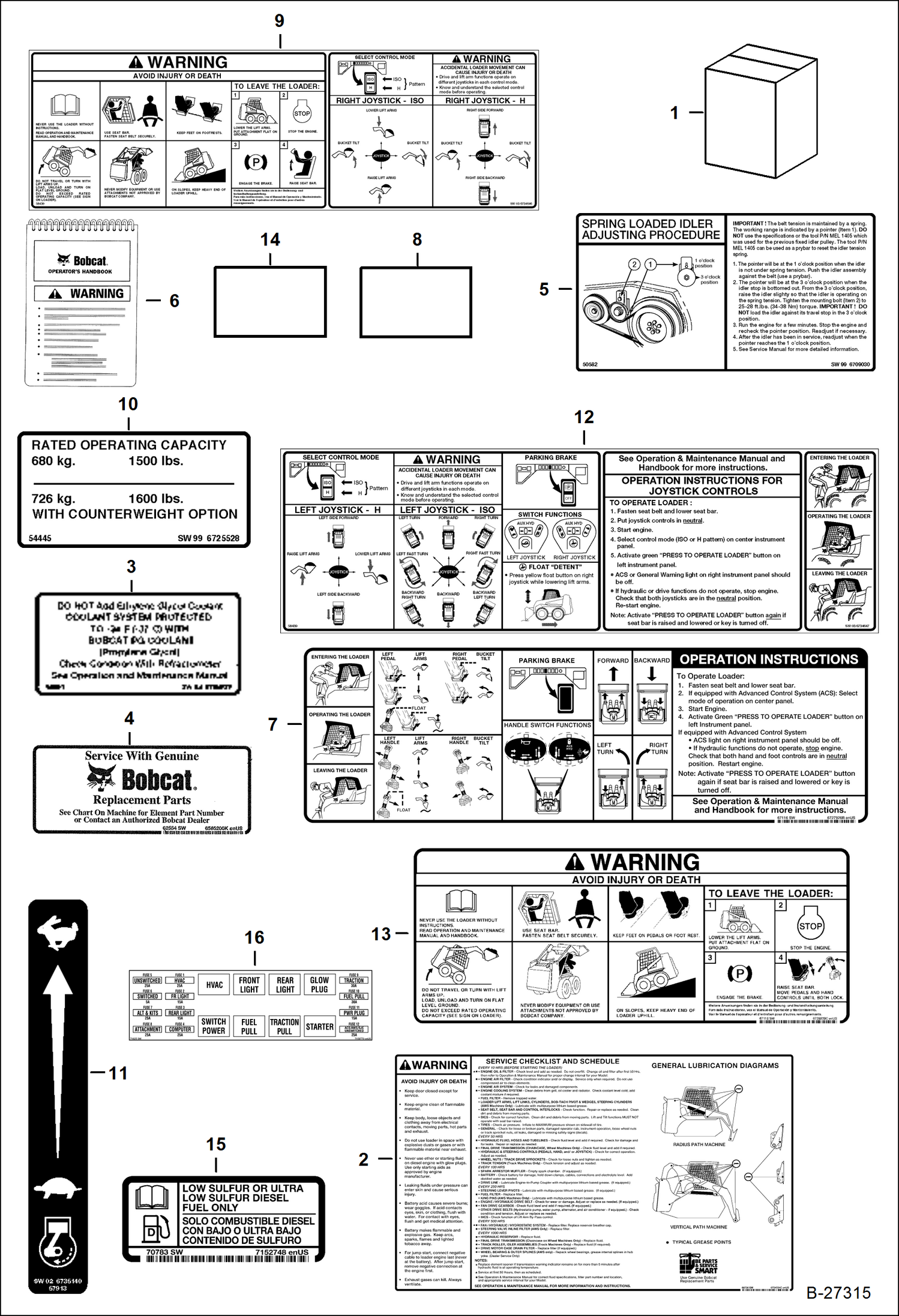 Схема запчастей Bobcat S-Series - DECALS (Inside) ACCESSORIES & OPTIONS
