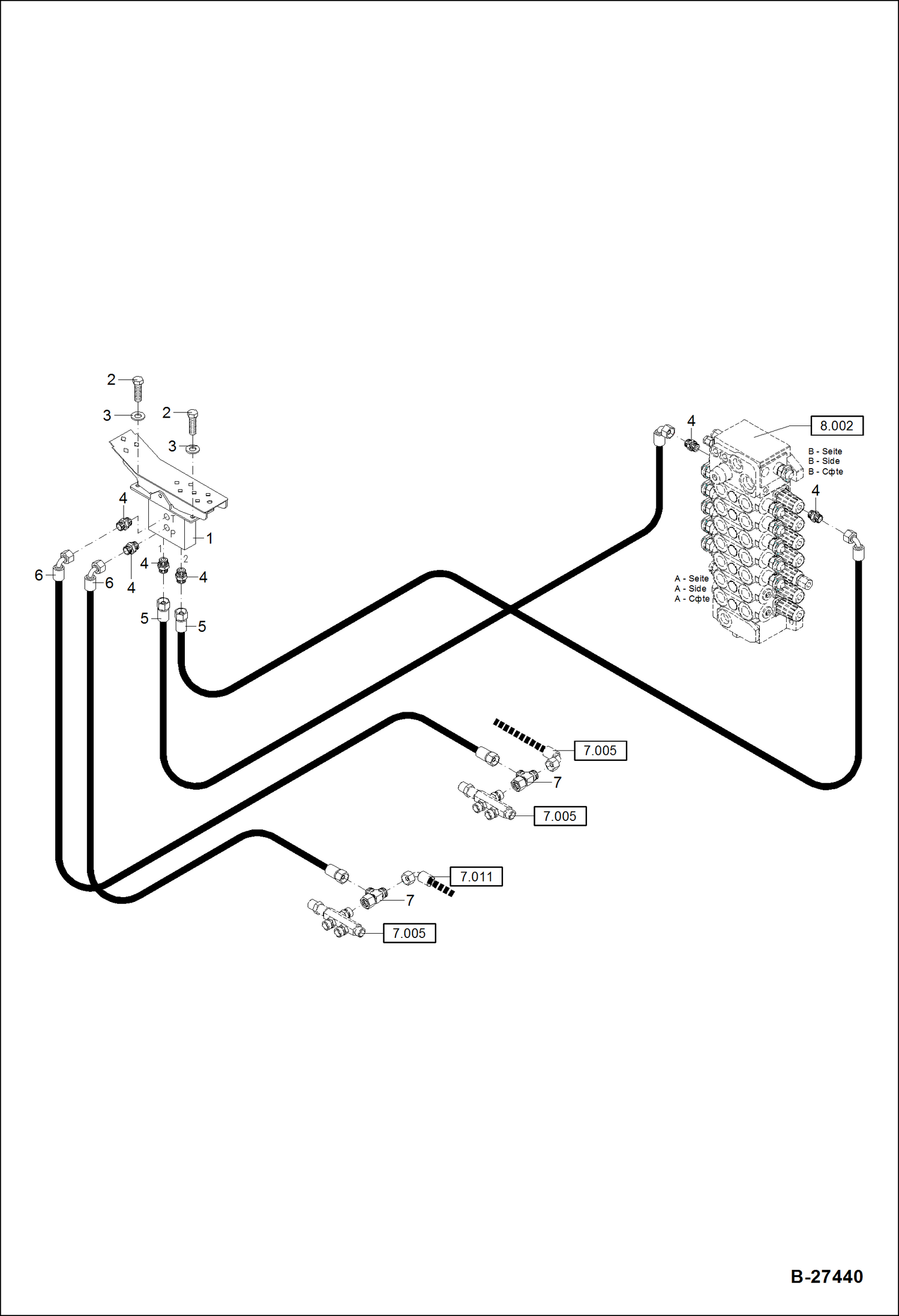 Схема запчастей Bobcat ZX75 - HYDRAULIC INSTALLATION - SERVO CONTROL Circular Boom HYDRAULIC SYSTEM