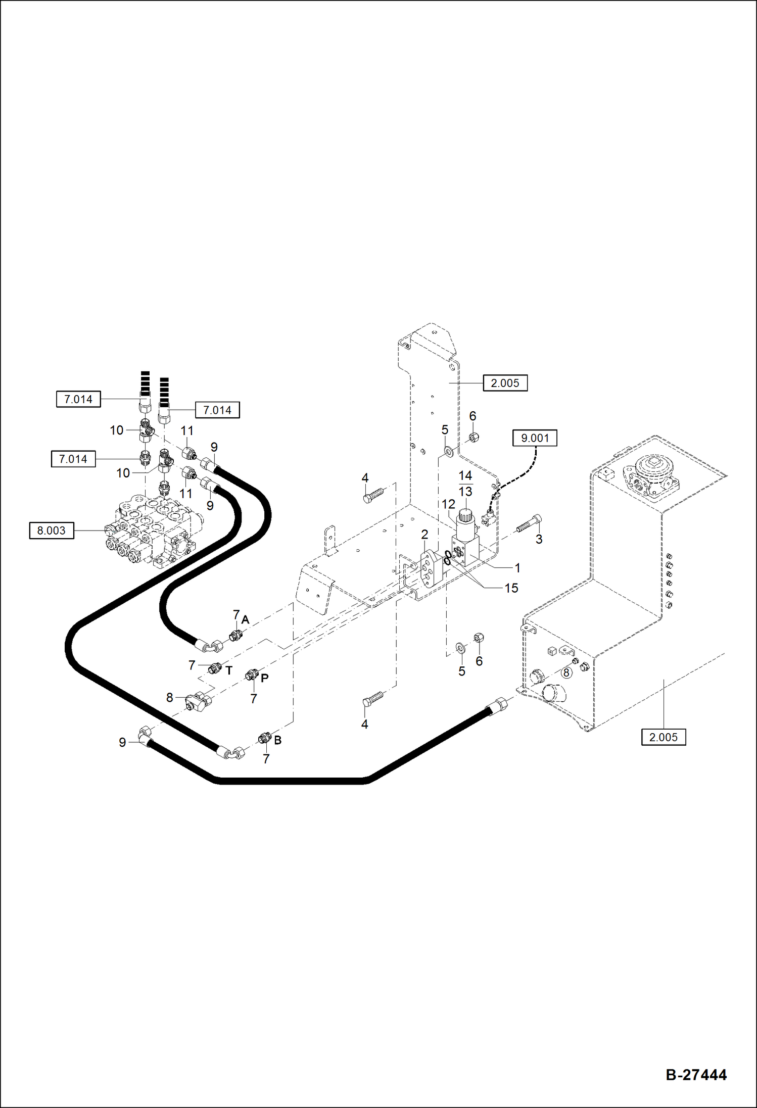 Схема запчастей Bobcat ZX75 - HYDRAULIC INSTALLATION - DOZER BLADE Float Postion HYDRAULIC SYSTEM