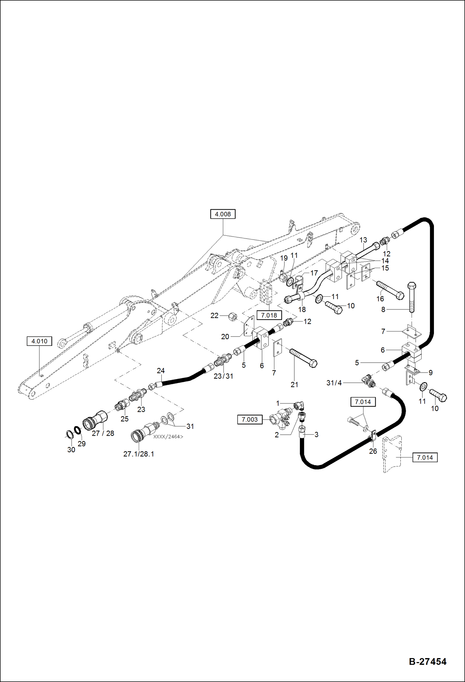 Схема запчастей Bobcat ZX75 - HYDRAULIC INSTALLATION - PRESSURELESS RETURN LINE HYDRAULIC SYSTEM