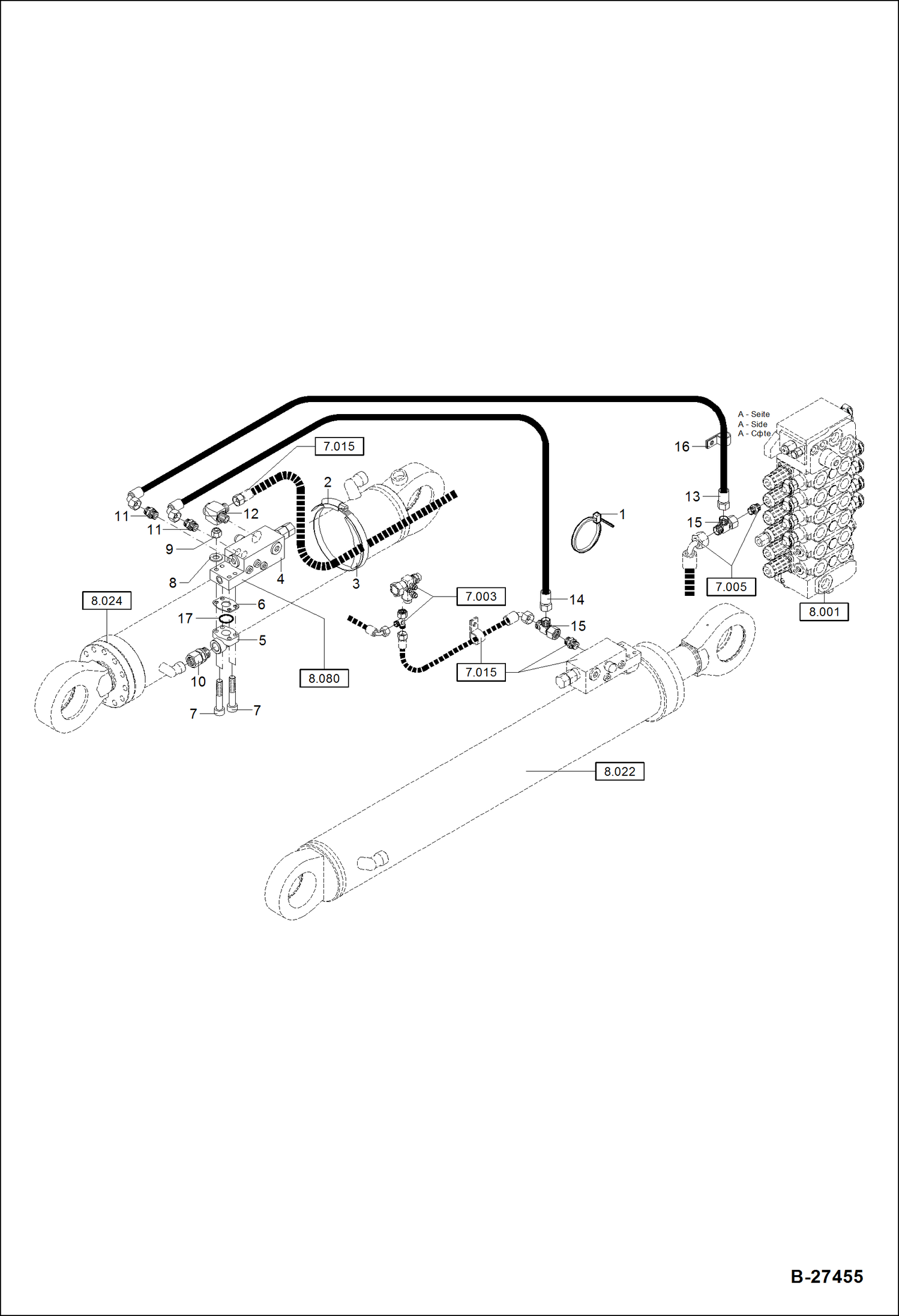 Схема запчастей Bobcat ZX75 - HYDRAULIC INSTALLATION -LOAD HOLDING VALVE Dipper Arm HYDRAULIC SYSTEM