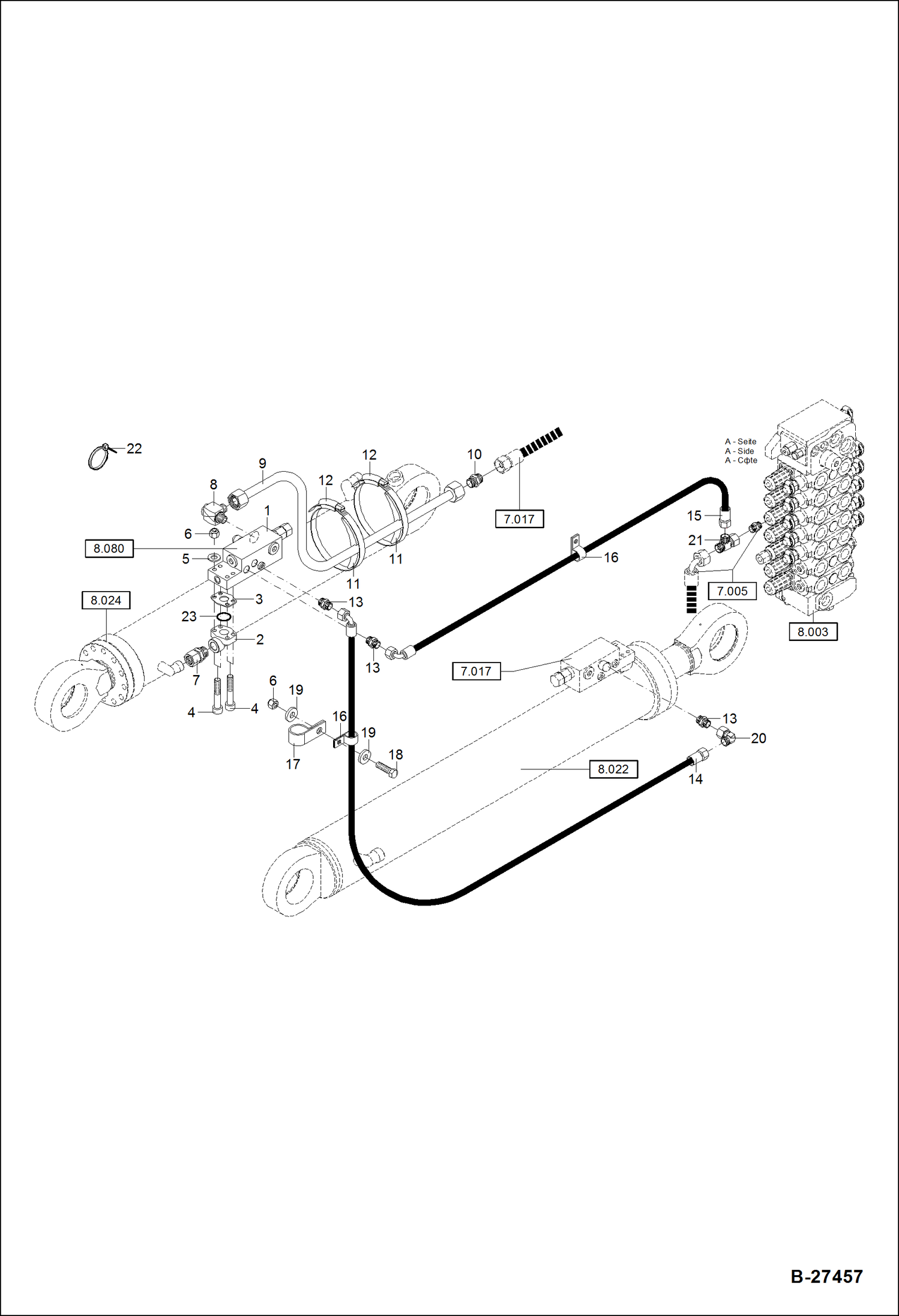 Схема запчастей Bobcat ZX75 - HYDRAULIC INSTALLATION -LOAD HOLDING VALVE Circular Boom HYDRAULIC SYSTEM