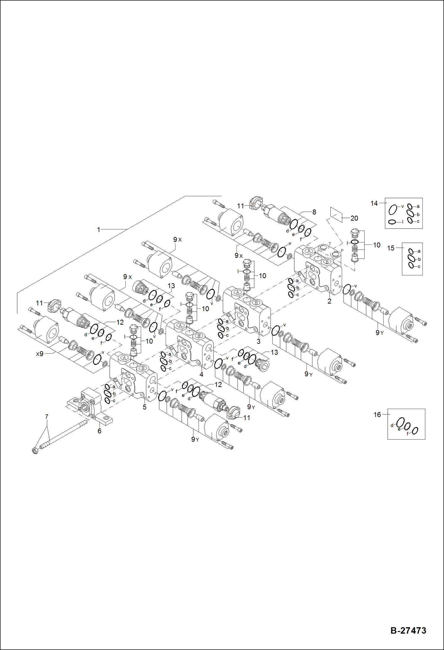 Схема запчастей Bobcat ZX75 - VALVE BANK HYDRAULIC SYSTEM