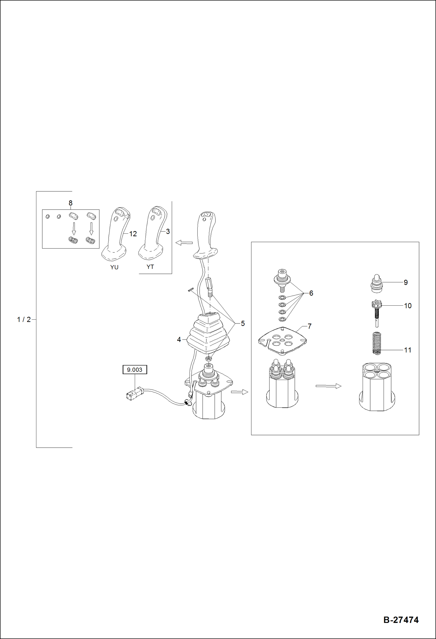 Схема запчастей Bobcat ZX75 - PILOT-OPERATED VALVE - JOY STICK HYDRAULIC SYSTEM