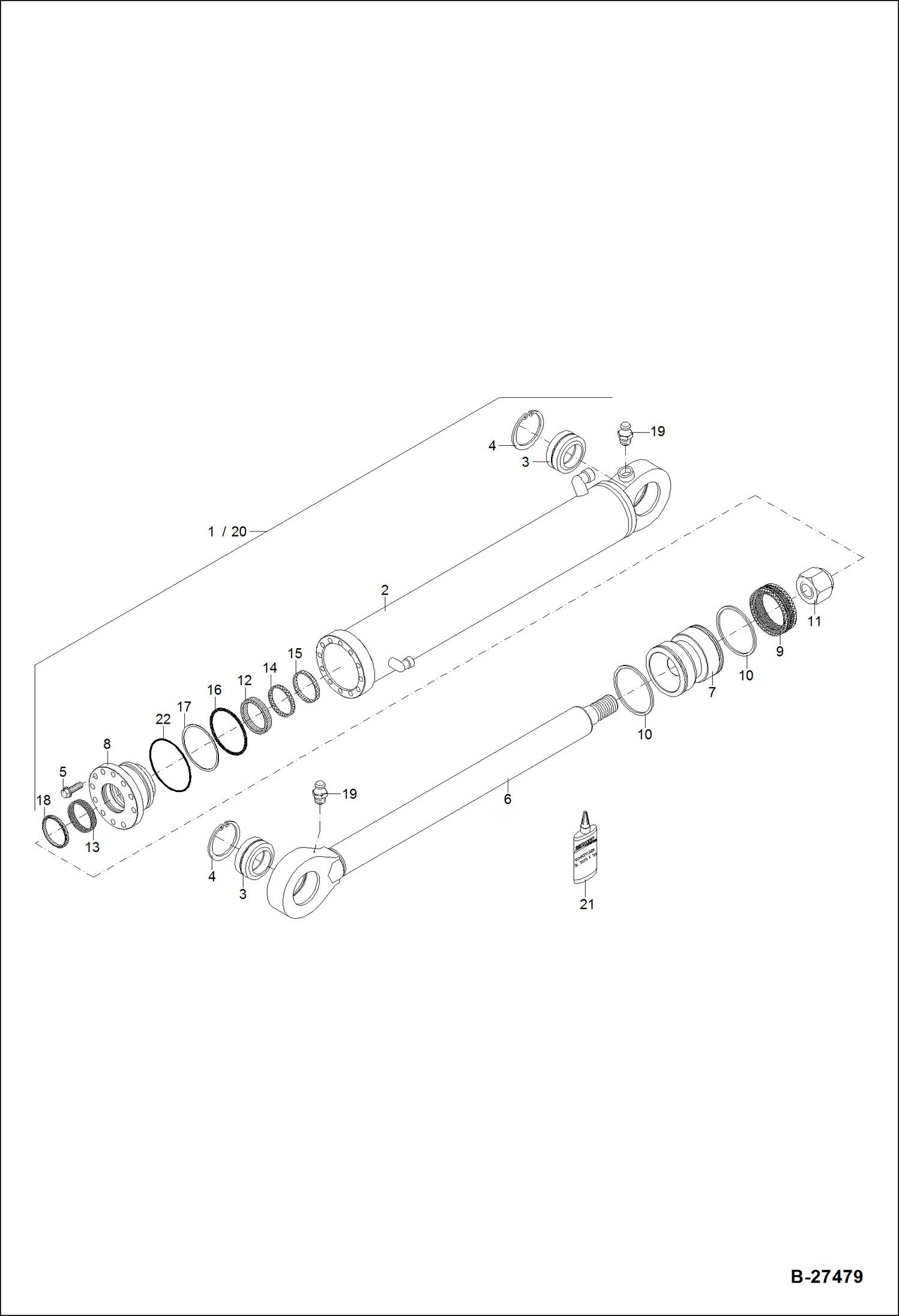 Схема запчастей Bobcat ZX75 - HYDRAULIC CYLINDER - DIPPER ARM HYDRAULIC SYSTEM