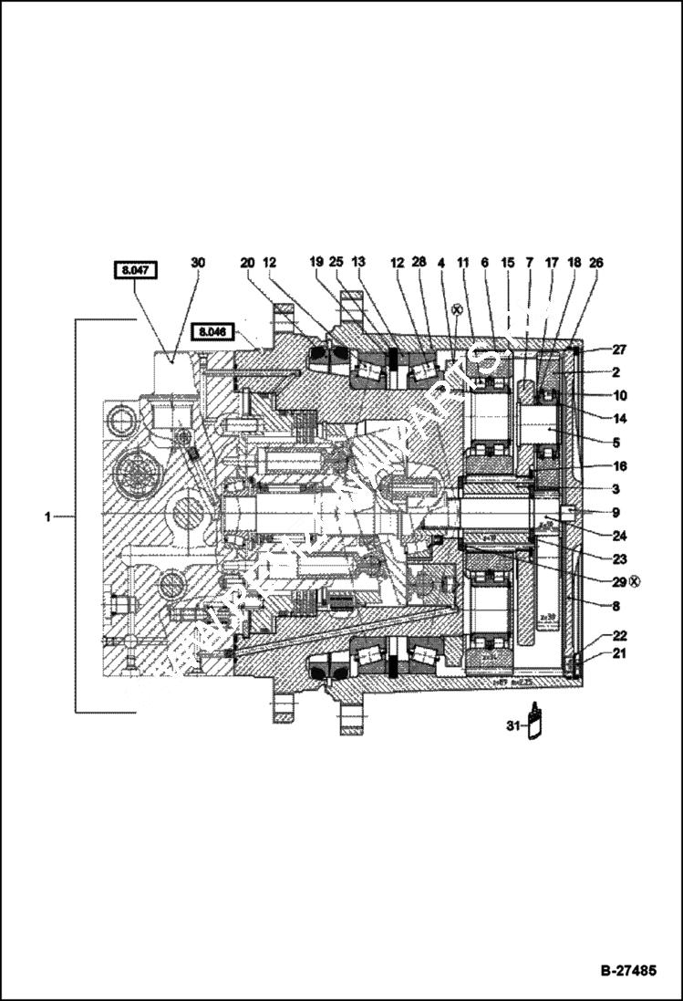 Схема запчастей Bobcat ZX75 - TRAVEL DRIVE HYDRAULIC SYSTEM