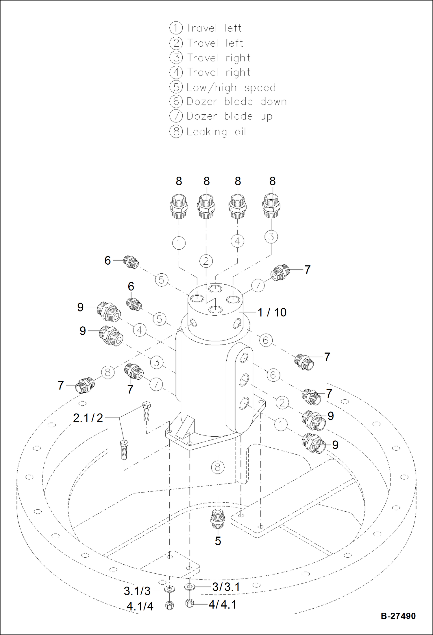 Схема запчастей Bobcat ZX75 - ROTARY TRANSFER HYDRAULIC SYSTEM