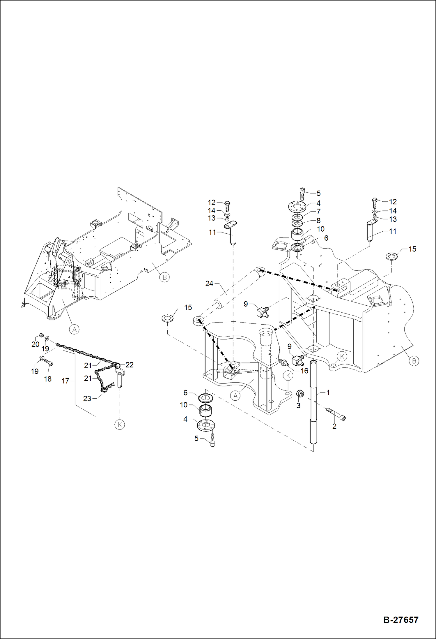 Схема запчастей Bobcat WL350 - ARTICULATION MAIN FRAME