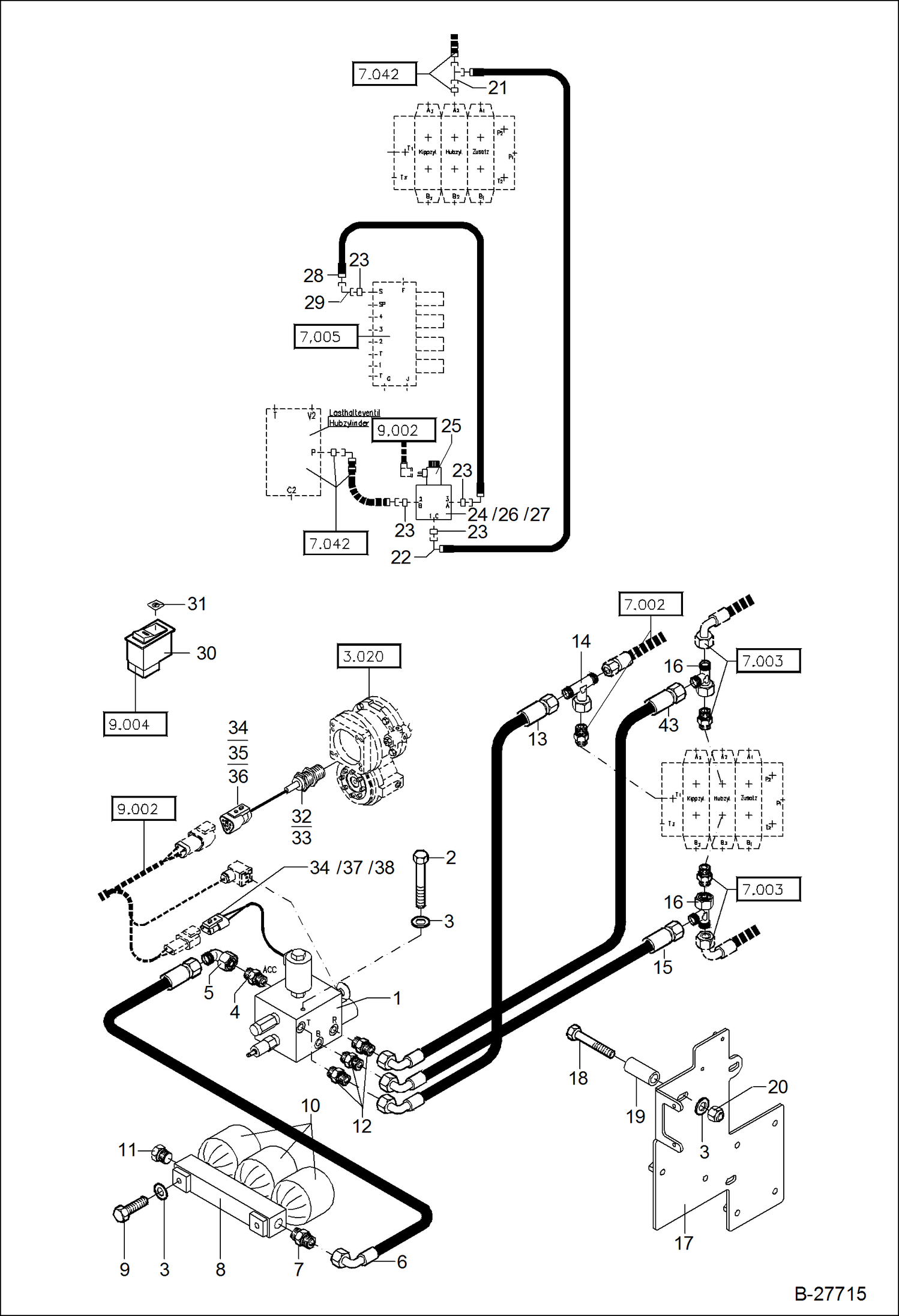 Схема запчастей Bobcat WL350 - HYDRAULIC INSTALLATION - LOAD VIBRATION ABSORBER HYDRAULIC SYSTEM