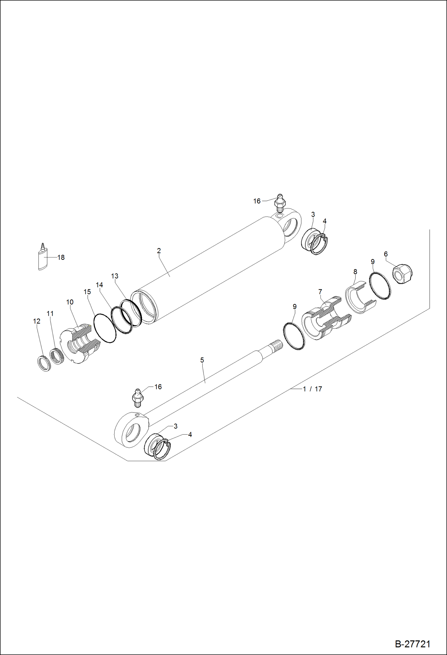 Схема запчастей Bobcat WL350 - HYDRAULIC CYLINDER - STEERING HYDRAULIC SYSTEM