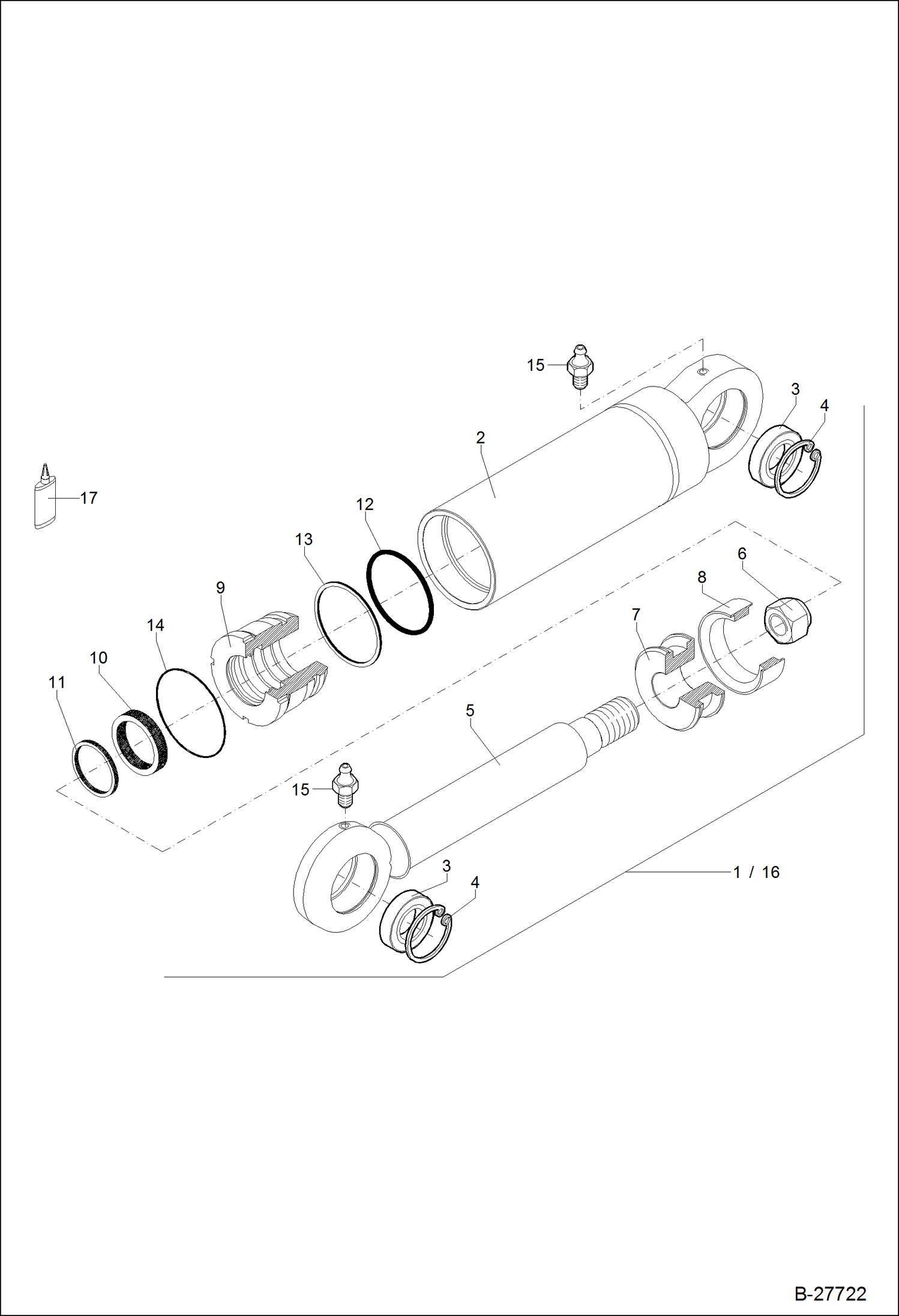 Схема запчастей Bobcat WL350 - HYDRAULIC CYLINDER - LIFTING FRAME HYDRAULIC SYSTEM