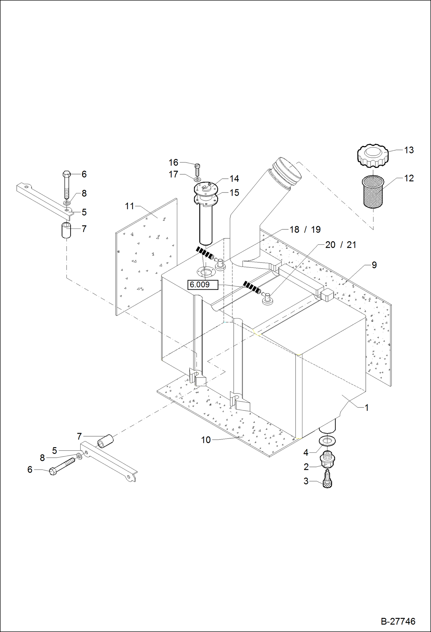 Схема запчастей Bobcat WL440 - FUEL TANK MAIN FRAME