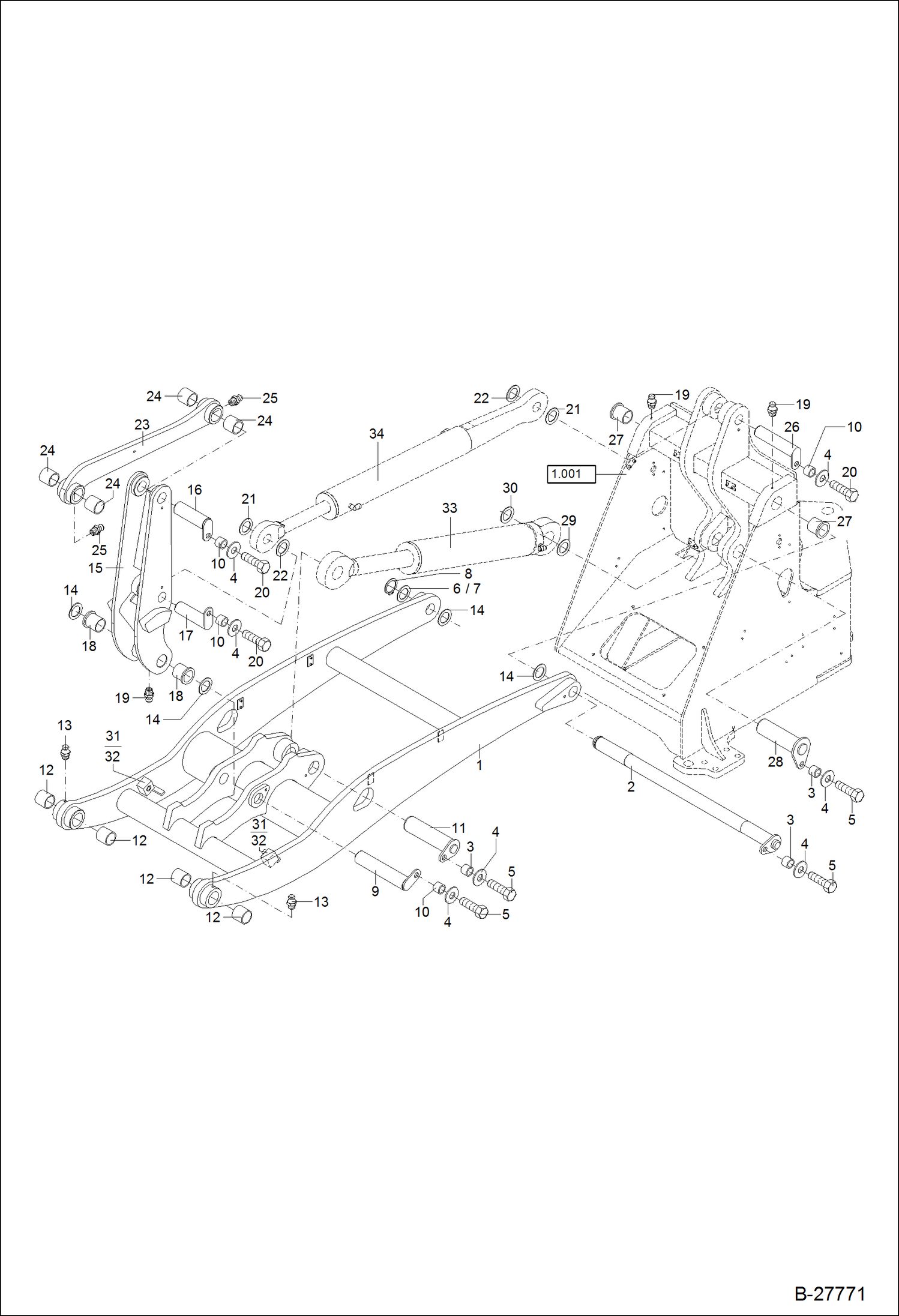 Схема запчастей Bobcat WL440 - LOADING EQUIPMENT MAIN FRAME