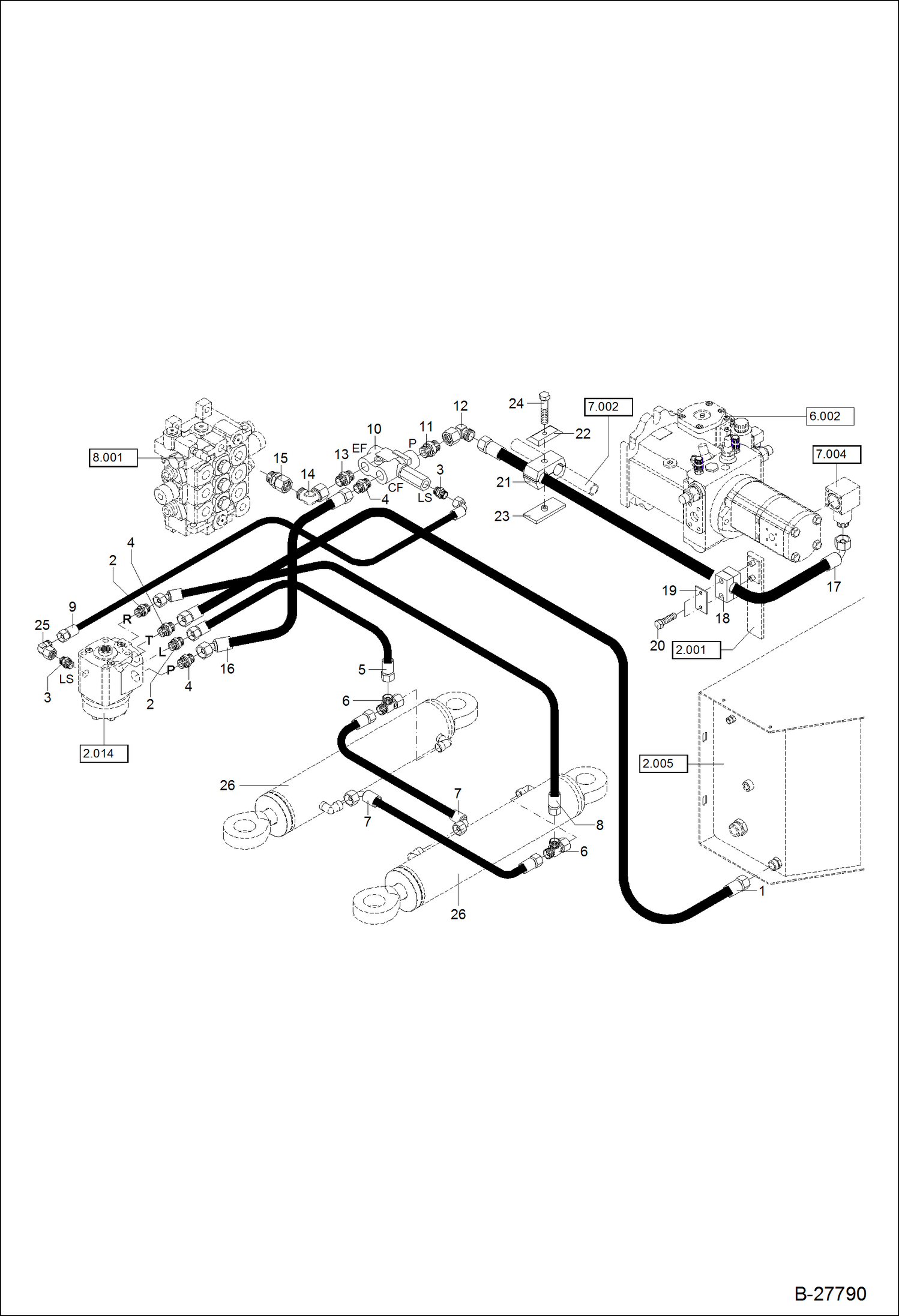 Схема запчастей Bobcat WL440 - HYDRAULIC INSTALLATION - STEERING HYDRAULIC SYSTEM