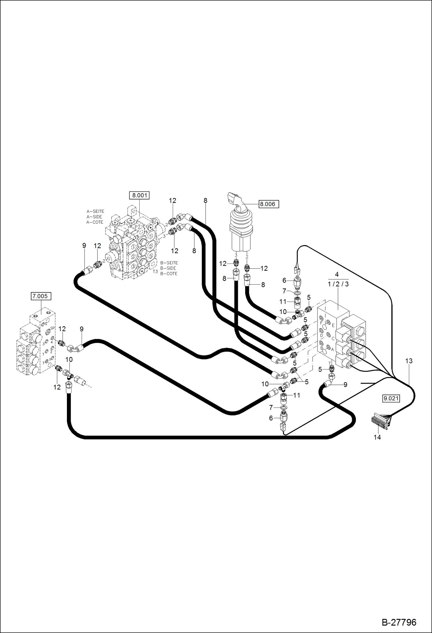 Схема запчастей Bobcat WL440 - HYDRAULIC INSTALLATION - BUCKET RETURN POSITIONER HYDRAULIC SYSTEM