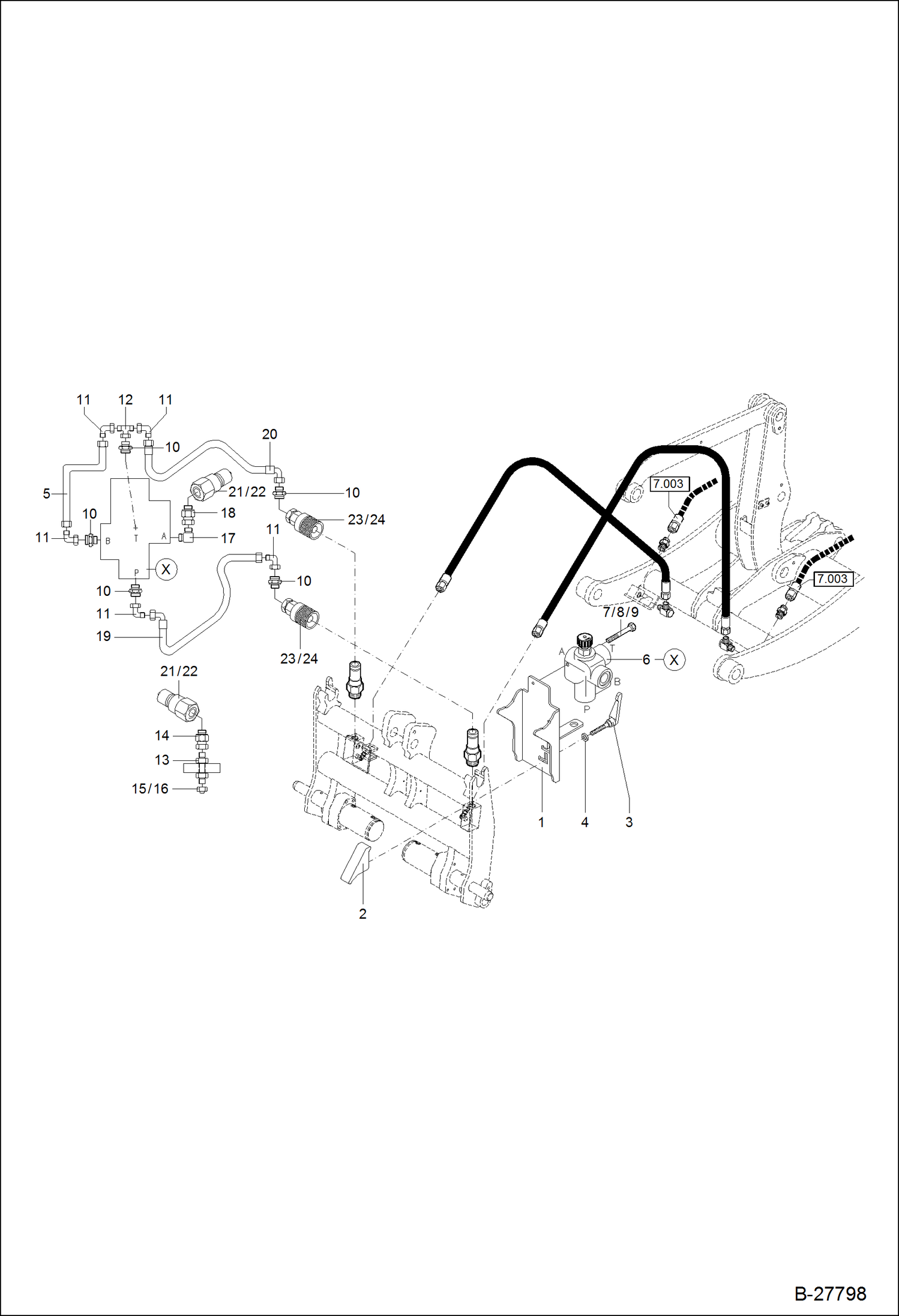 Схема запчастей Bobcat WL440 - HYDRAULIC INSTALLATION - HYDR. BREAKER CONNECHIO HYDRAULIC SYSTEM