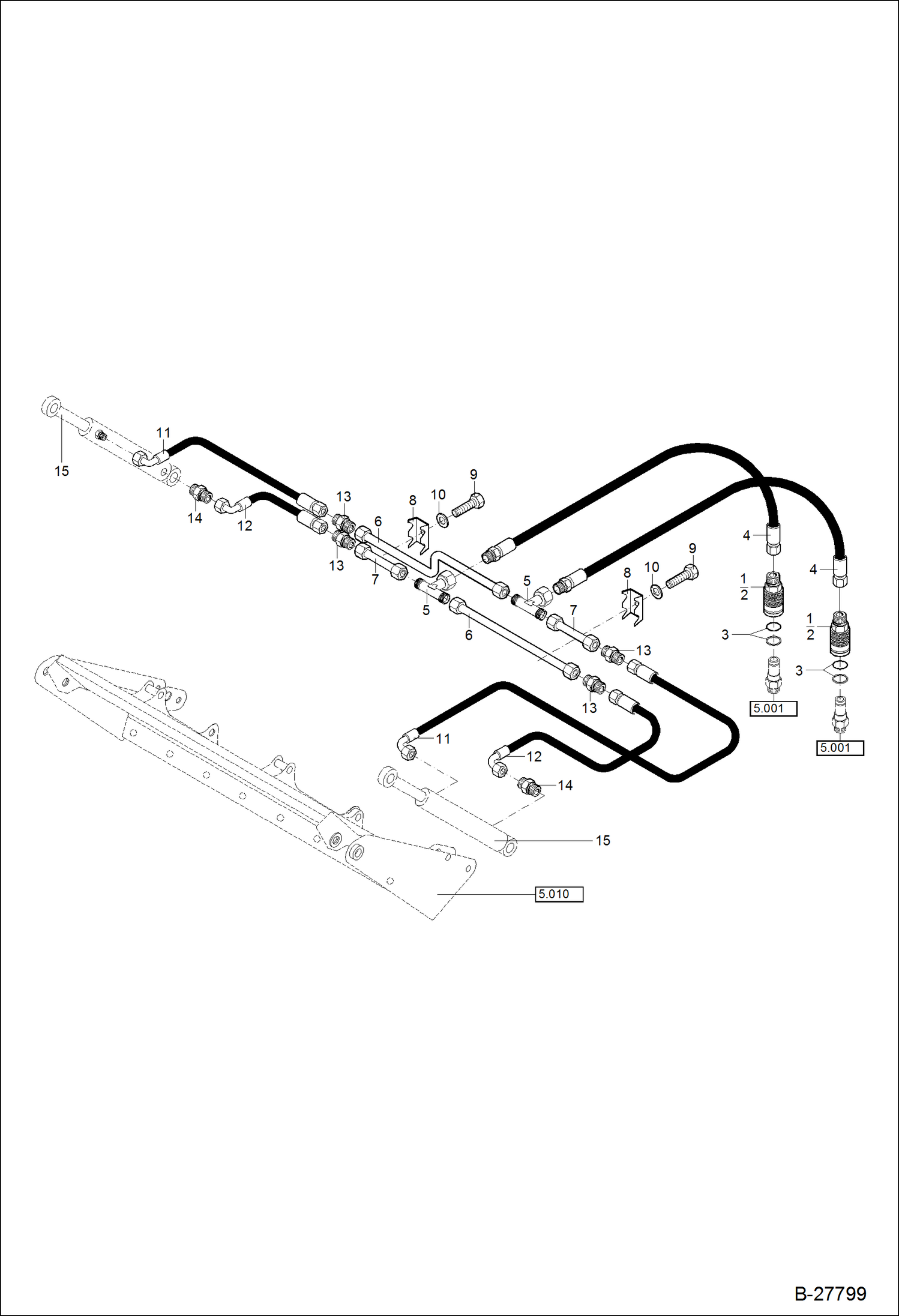 Схема запчастей Bobcat WL440 - HYDRAULIC INSTALLATION - 4 IN 1 SHOVEL HYDRAULIC SYSTEM