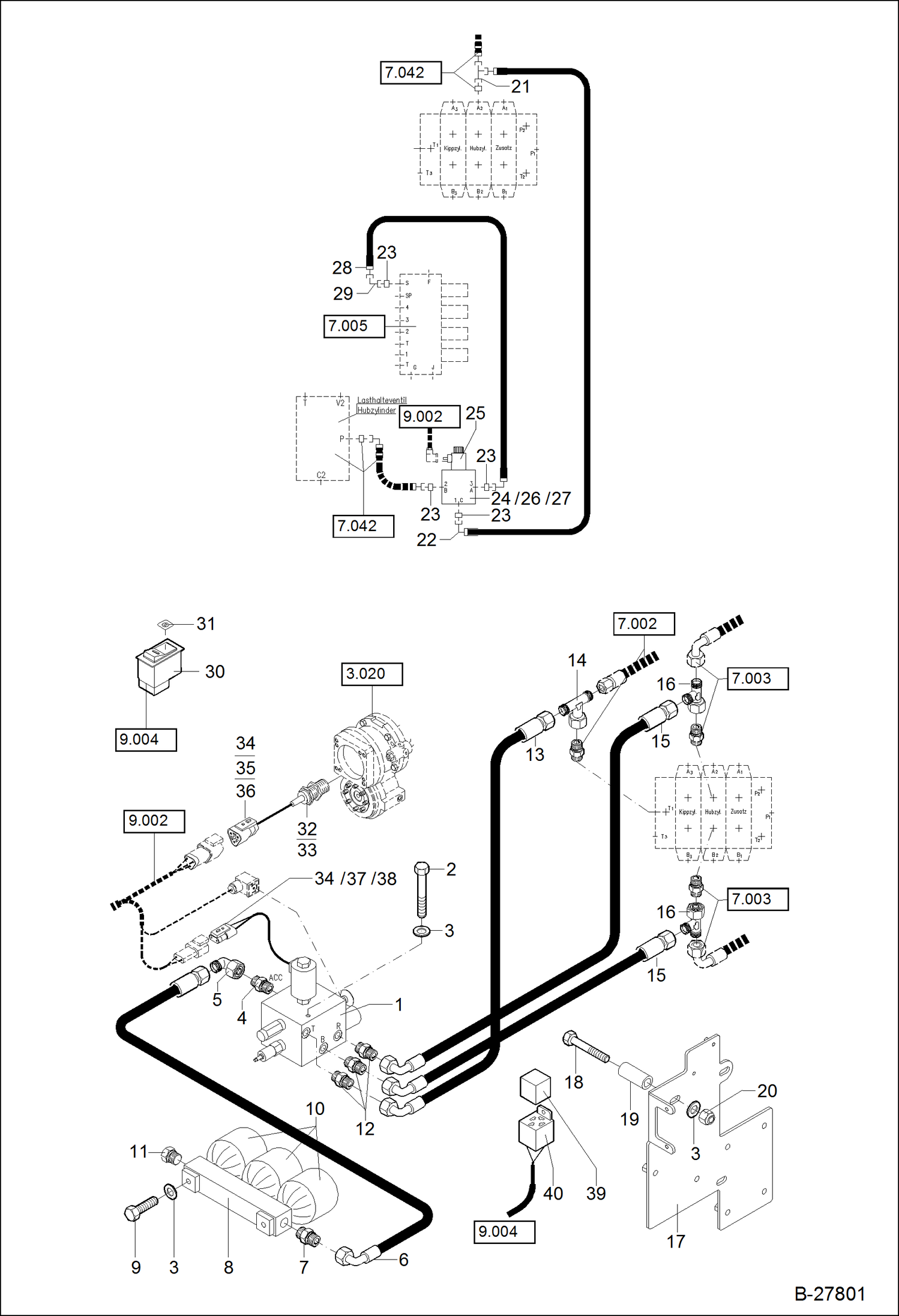 Схема запчастей Bobcat WL440 - HYDRAULIC INSTALLATION - LOAD VIBRATION ABSORBER HYDRAULIC SYSTEM