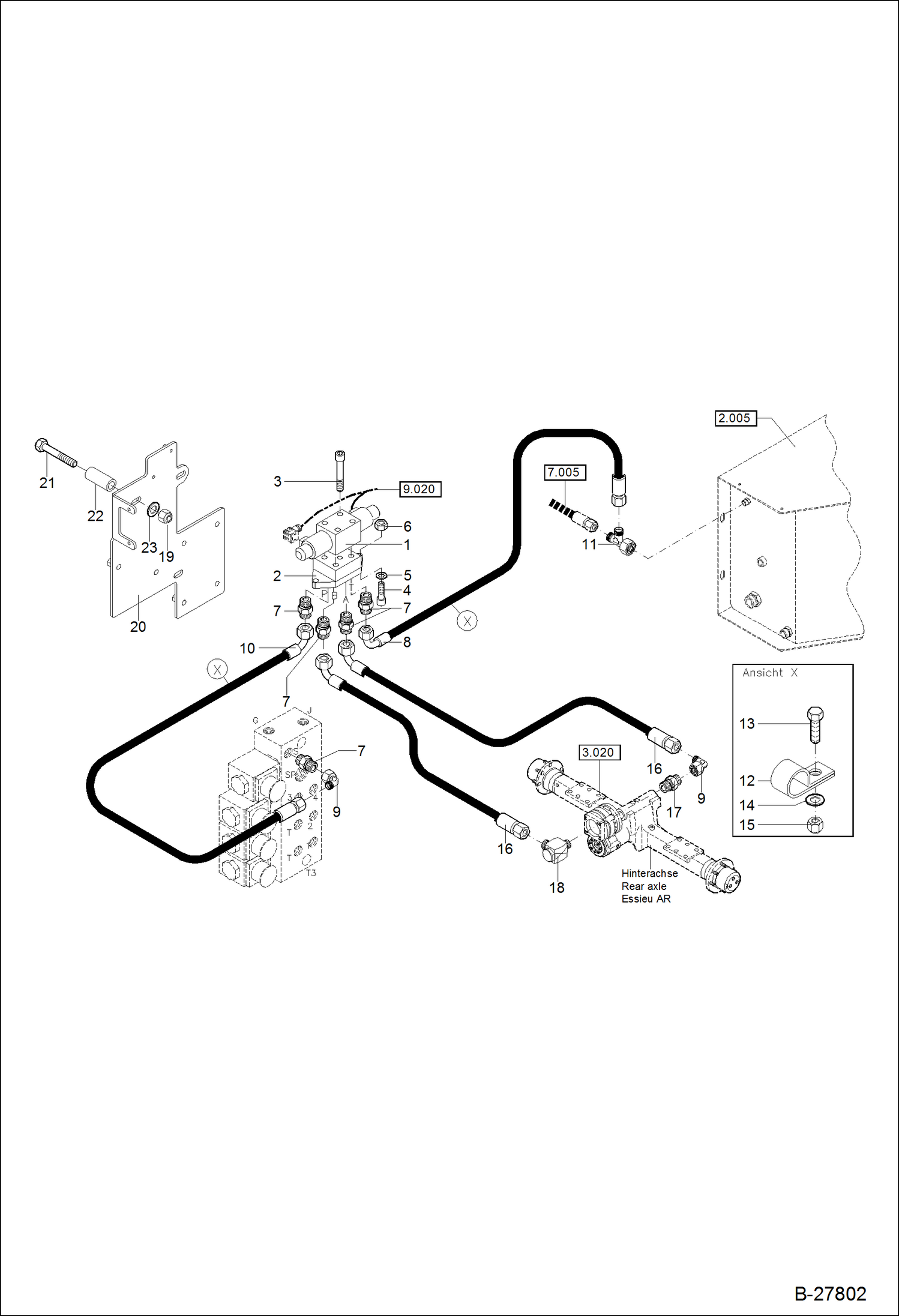 Схема запчастей Bobcat WL440 - HYDRAULIC INSTALLATION -2-STAGE GEARBOX HYDRAULIC SYSTEM