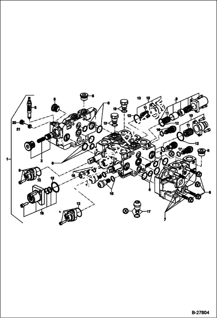 Схема запчастей Bobcat WL440 - VALVE BANK - 5520661873 TL0100 0640 & Abv + 635 HYDRAULIC SYSTEM