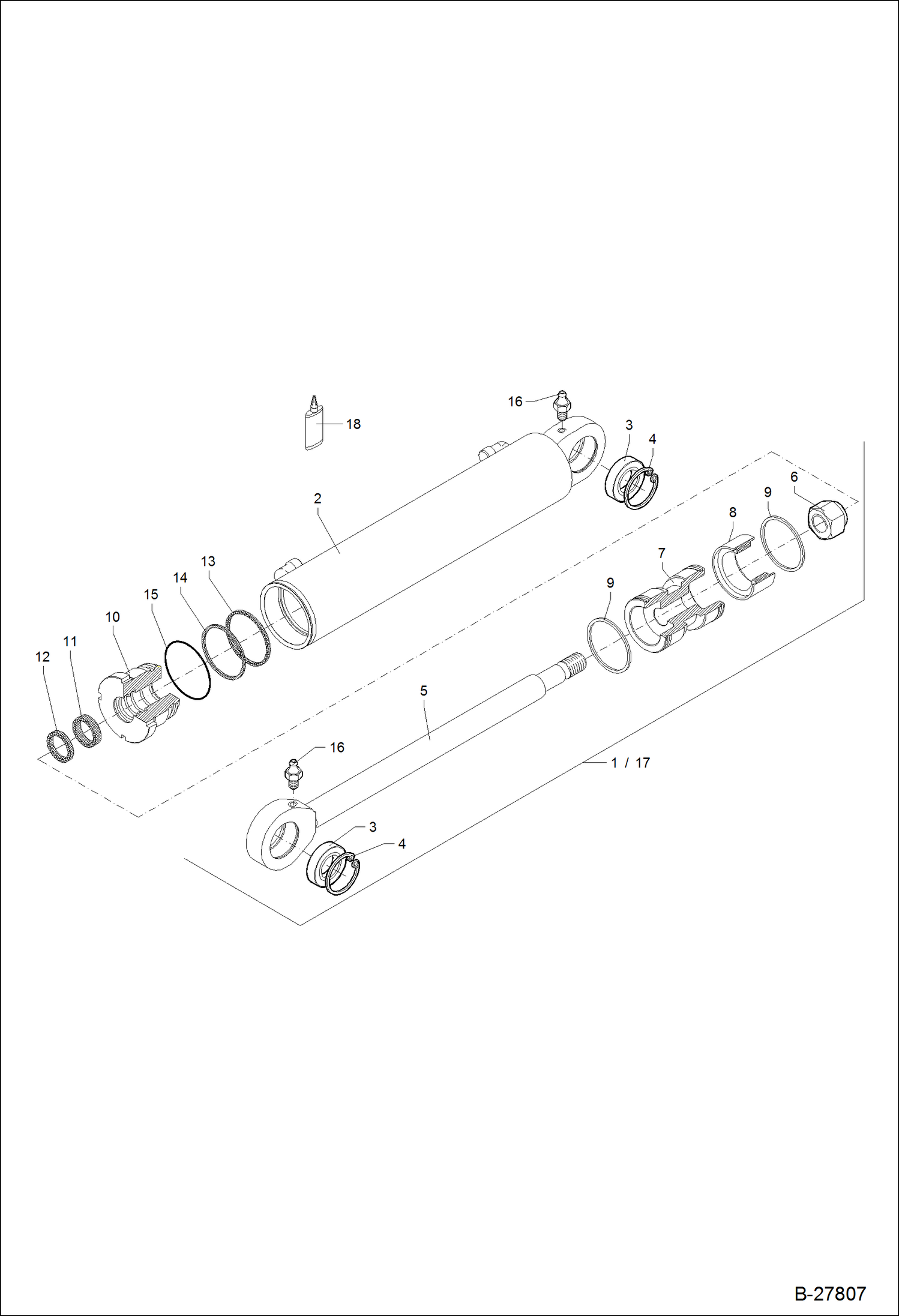 Схема запчастей Bobcat WL440 - HYDRAULIC CYLINDER - STEERING Z 70/30 HYDRAULIC SYSTEM