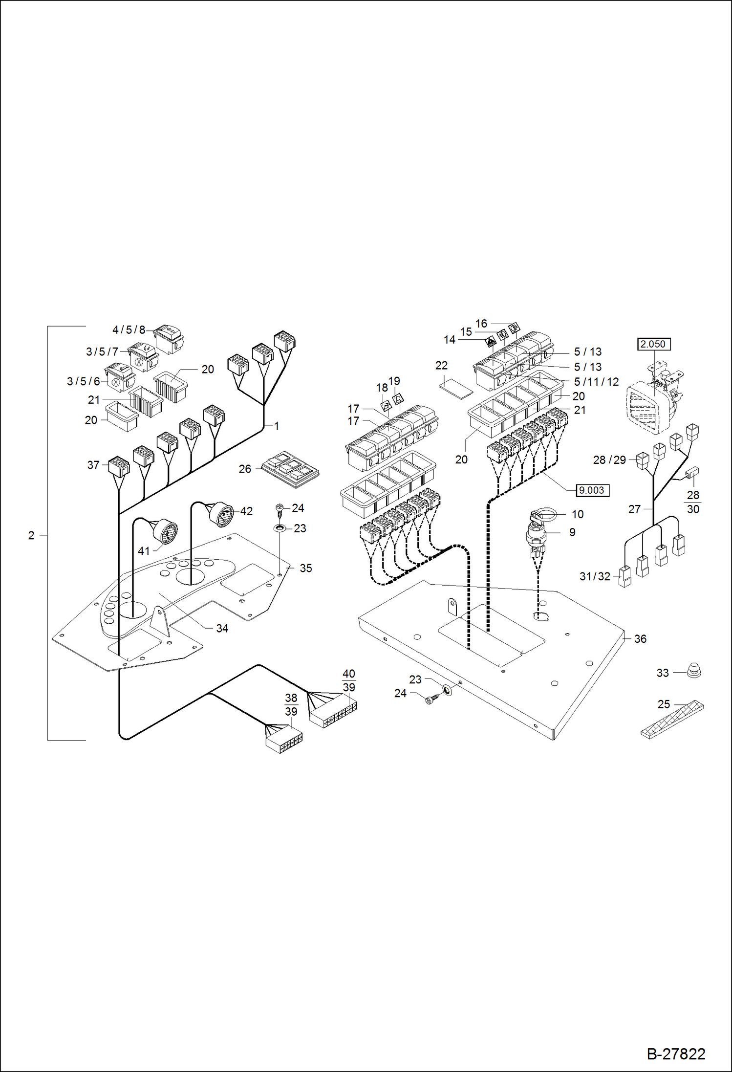 Схема запчастей Bobcat WL440 - ELECTRIC INSTALLATION - DASH BOARD - CANOPY VERSIO ELECTRICAL SYSTEM