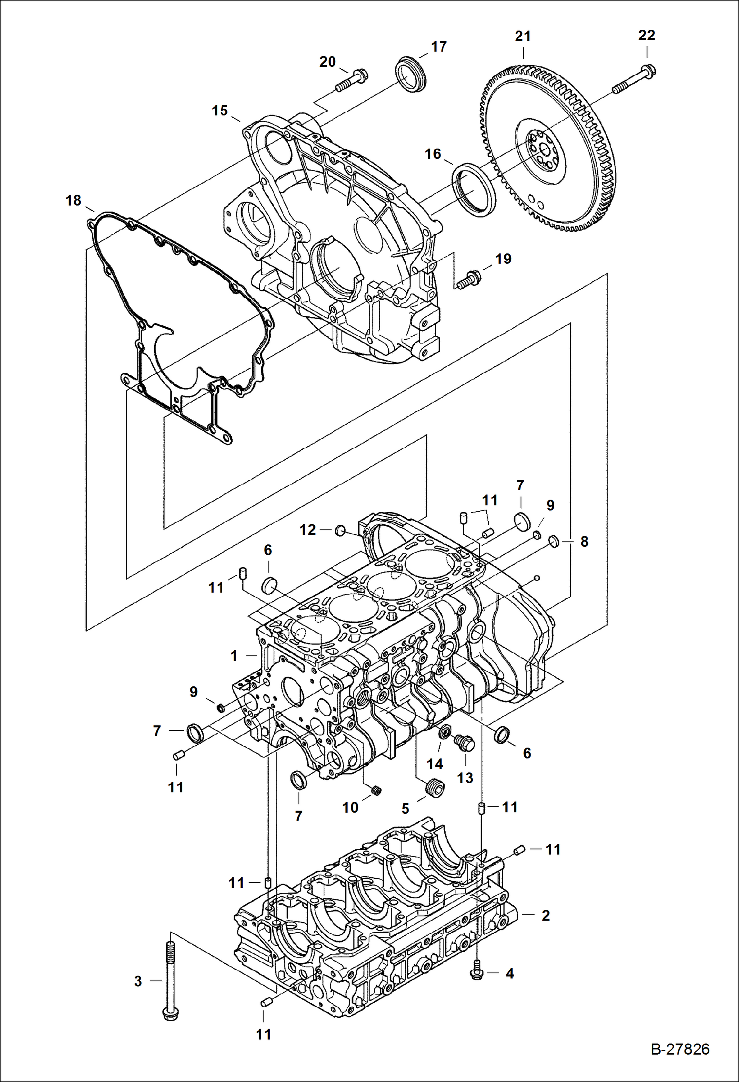 Схема запчастей Bobcat S-Series - CRANKCASE POWER UNIT