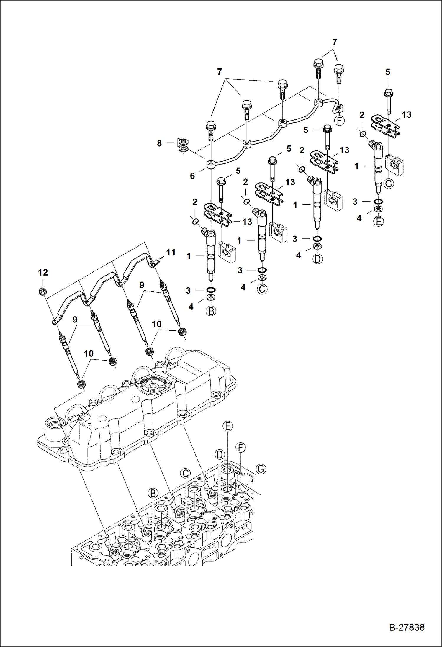 Схема запчастей Bobcat S-Series - INJECTION NOZZLES POWER UNIT