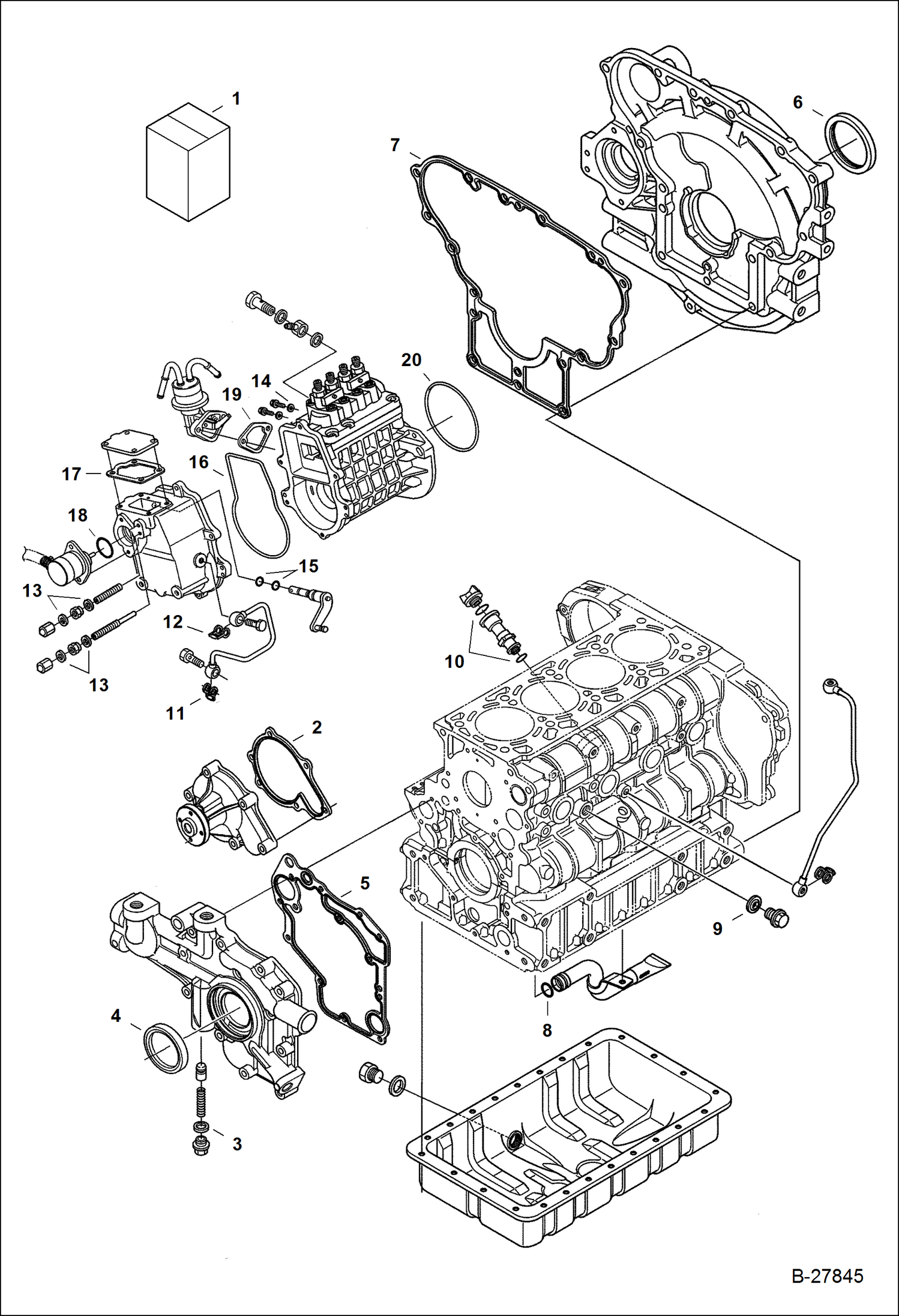 Схема запчастей Bobcat S-Series - ENGINE LOWER GASKET KIT POWER UNIT