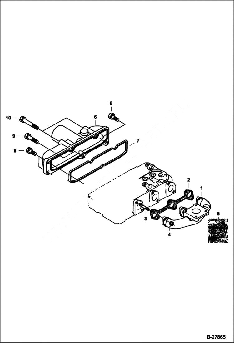 Схема запчастей Bobcat 400s - INTAKE & EXHAUST MANIFOLDS (S/N 522211001 & Above, 522111001 & Above) POWER UNIT