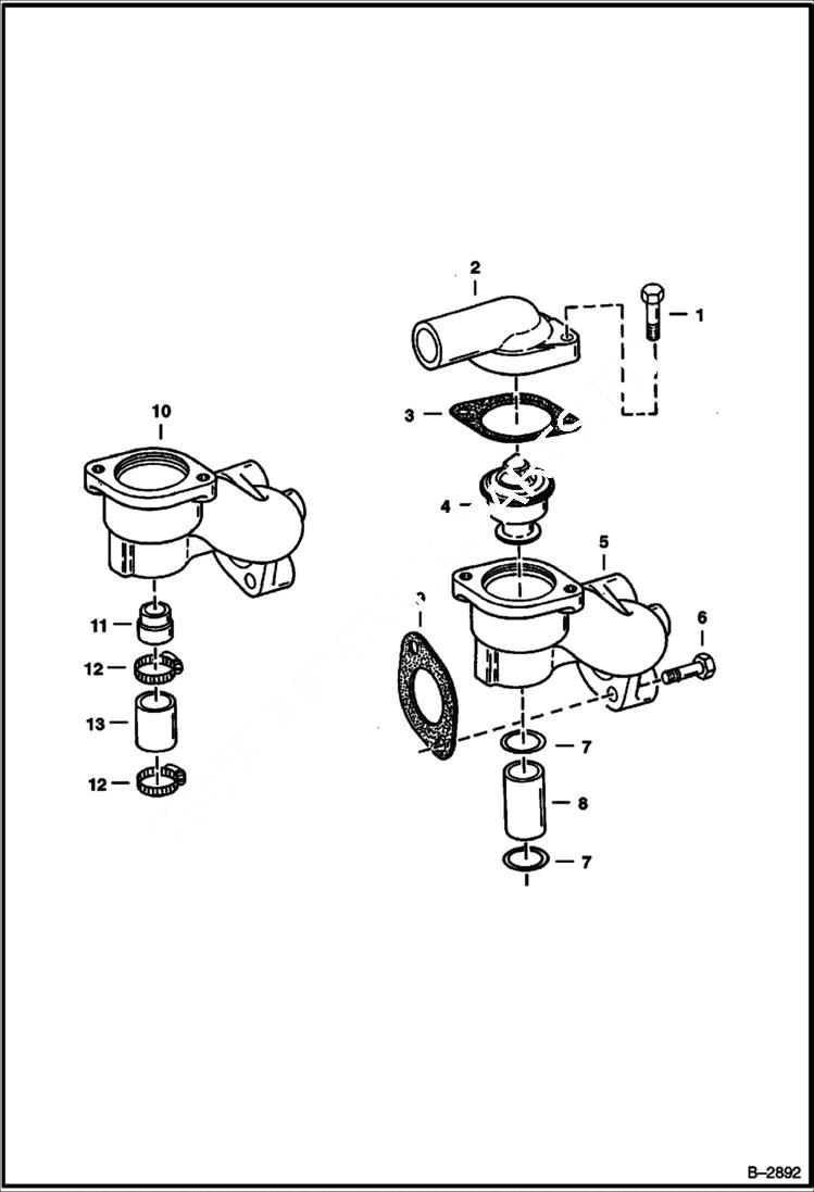 Схема запчастей Bobcat 900s - THERMOSTAT HOUSING ASSEMBLY POWER UNIT
