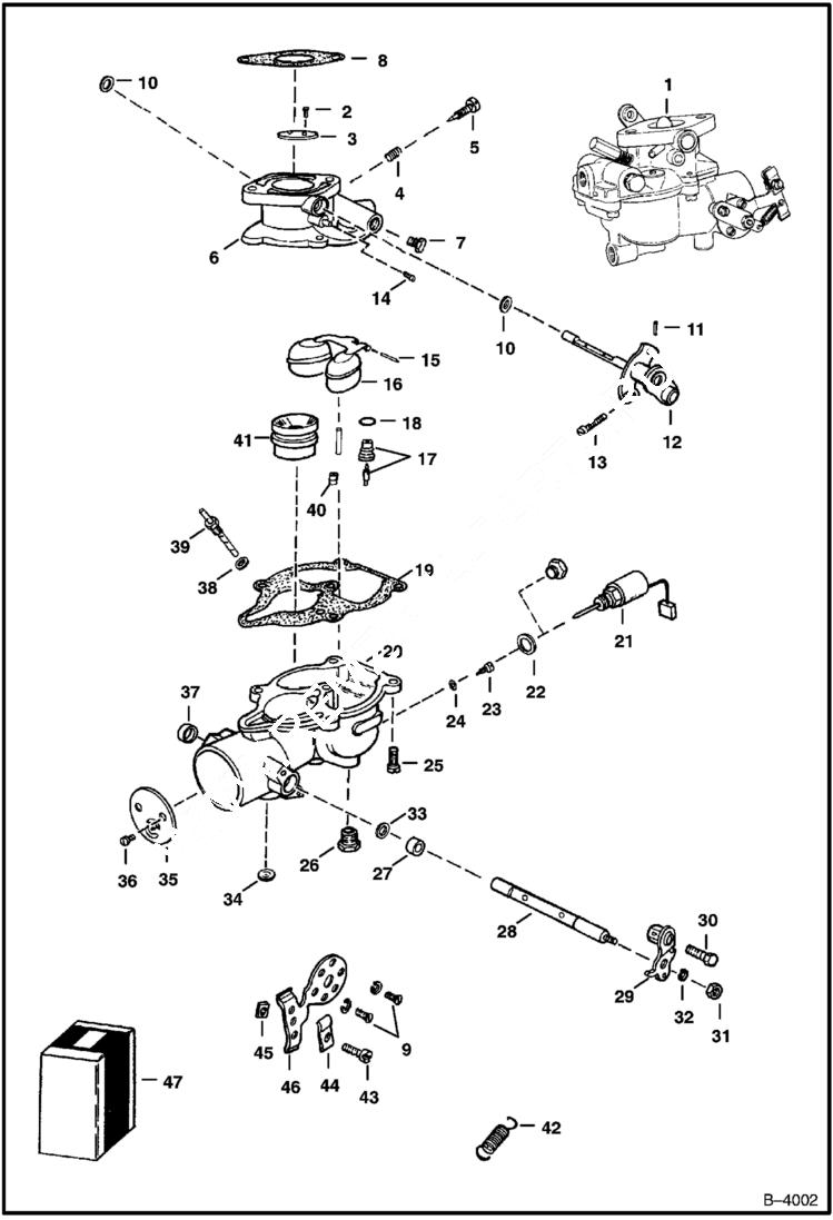 Схема запчастей Bobcat 600s - CARBURETOR POWER UNIT