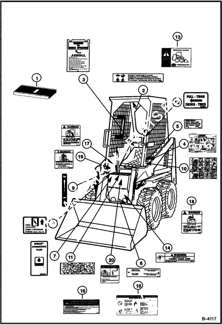 Схема запчастей Bobcat 300s - DECALS ACCESSORIES & OPTIONS