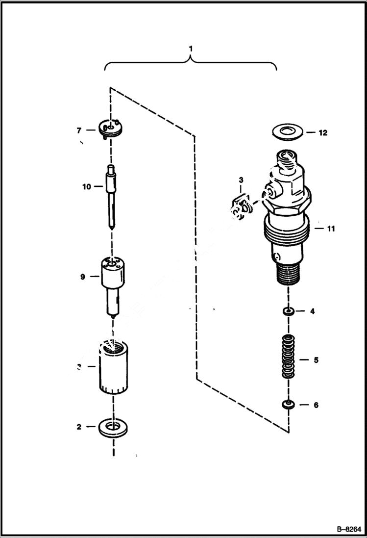 Схема запчастей Bobcat 900s - FUEL INJECTOR POWER UNIT