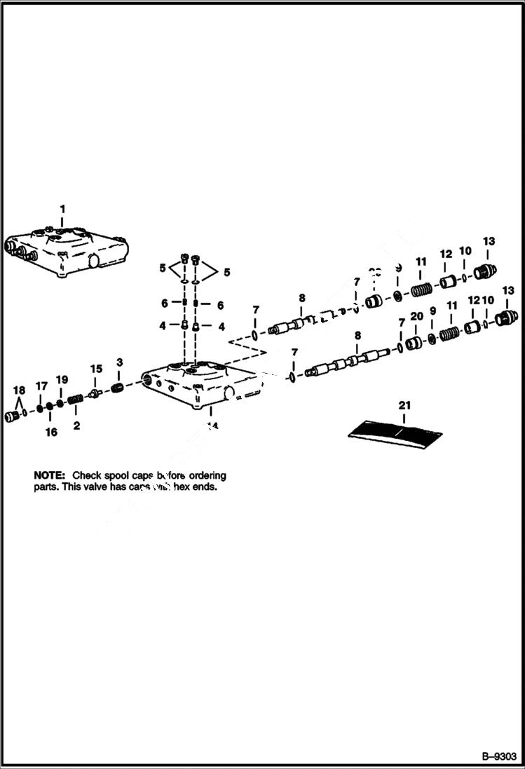Схема запчастей Bobcat BACKHOE - BACKHOE (Hydraulic Valve) (Cessna 30922-CCG) (905) (905A) (905B) 905 BACKHOE