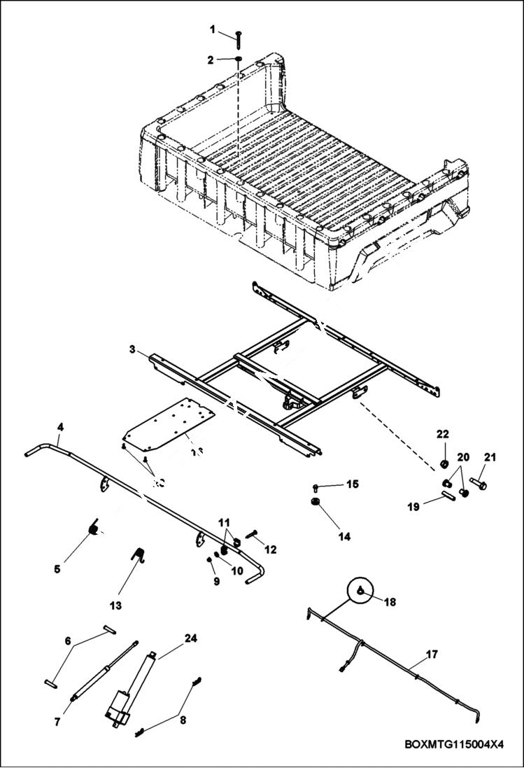 Схема запчастей Bobcat 3400XL - BODY, BOX MOUNTING (S/N AJNV11001 - 19999) MAIN FRAME