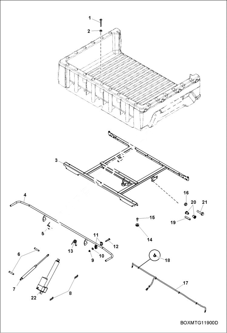 Схема запчастей Bobcat 3400 - BODY, BOX MOUNTING MAIN FRAME