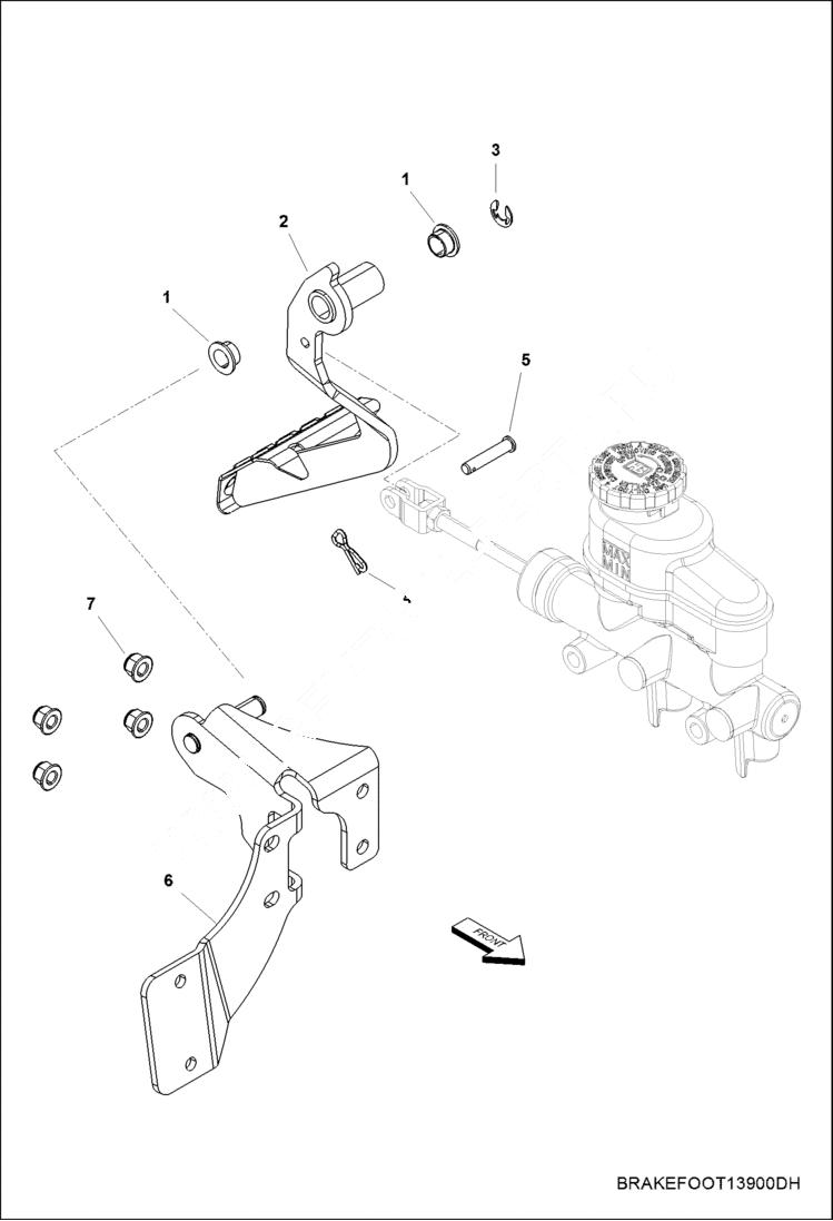 Схема запчастей Bobcat 3650 - BRAKES, PEDAL & MASTER CYLINDER STEERING & SUSPENSION