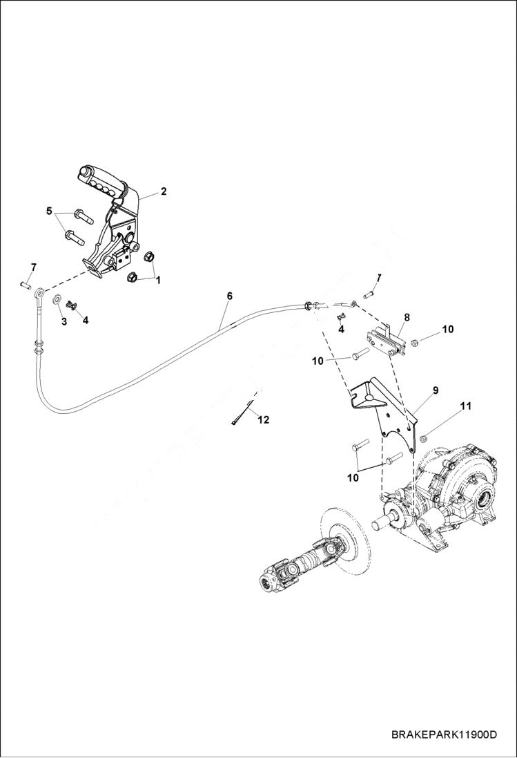 Схема запчастей Bobcat 3400 - BRAKES, PARK BRAKE ASSY STEERING & SUSPENSION