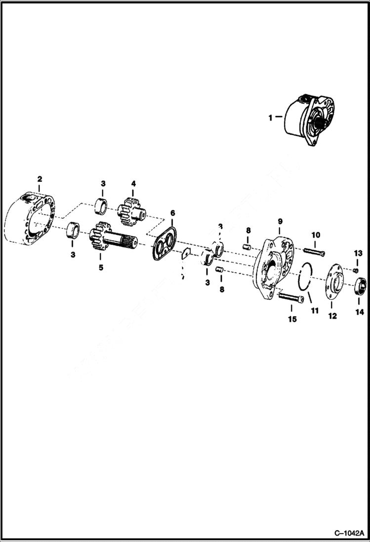 Схема запчастей Bobcat 400s - HYDRAULIC PUMP Counterclockwise Rotation M-444 & M-500 HYDRAULIC SYSTEM